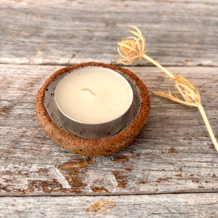 Ceramic Tealight Candle Holder - Rustic & White