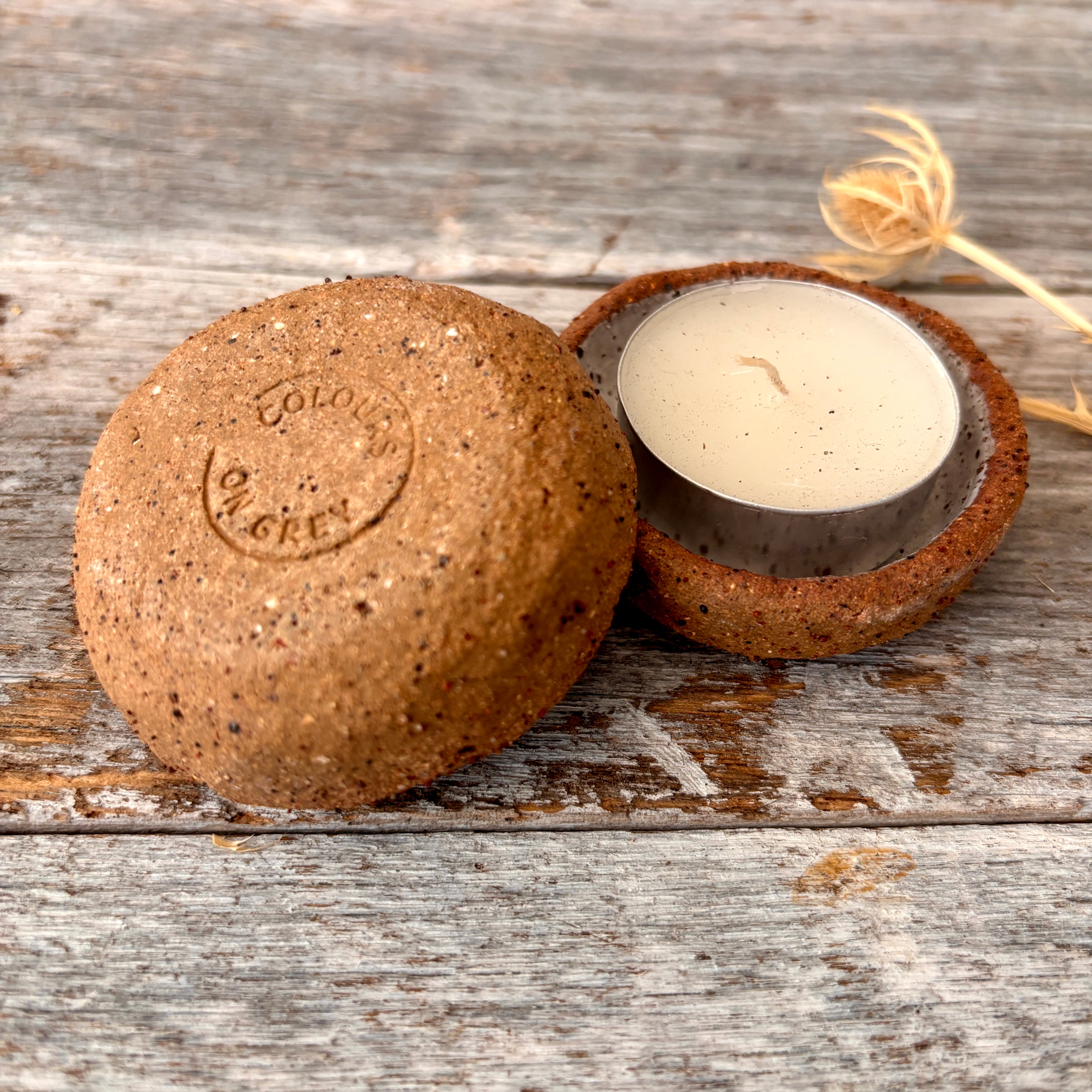 Ceramic Tealight Candle Holder - Rustic & White