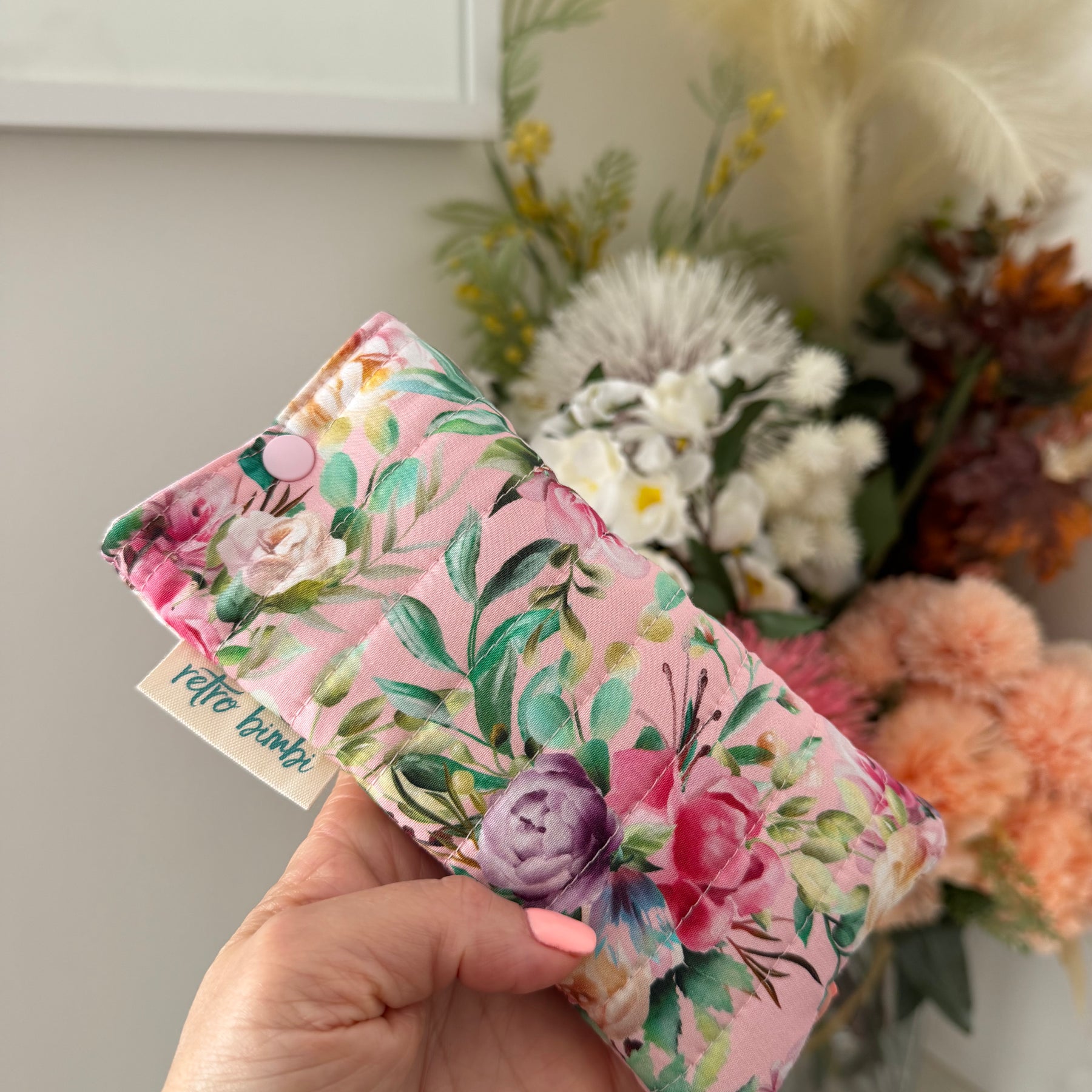 Quilted Glasses Case - Pink Floral