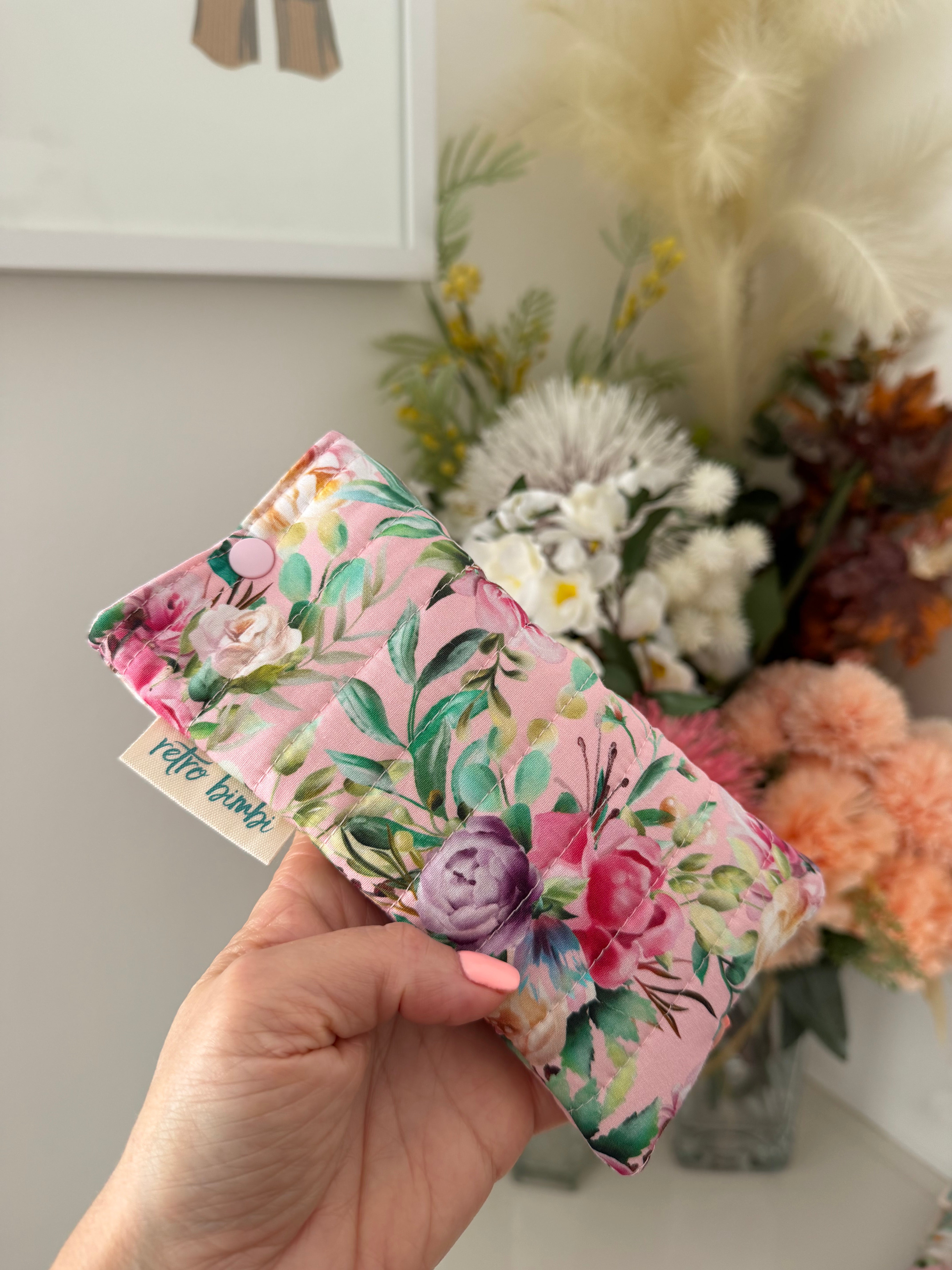 Quilted Glasses Case - Pink Floral