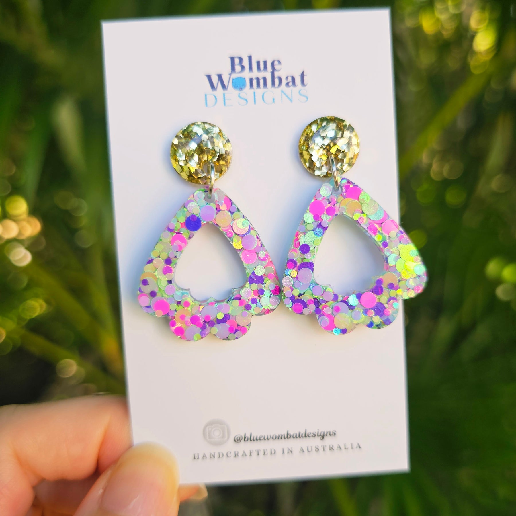 Colourful Glitter Resin Dangle Earrings