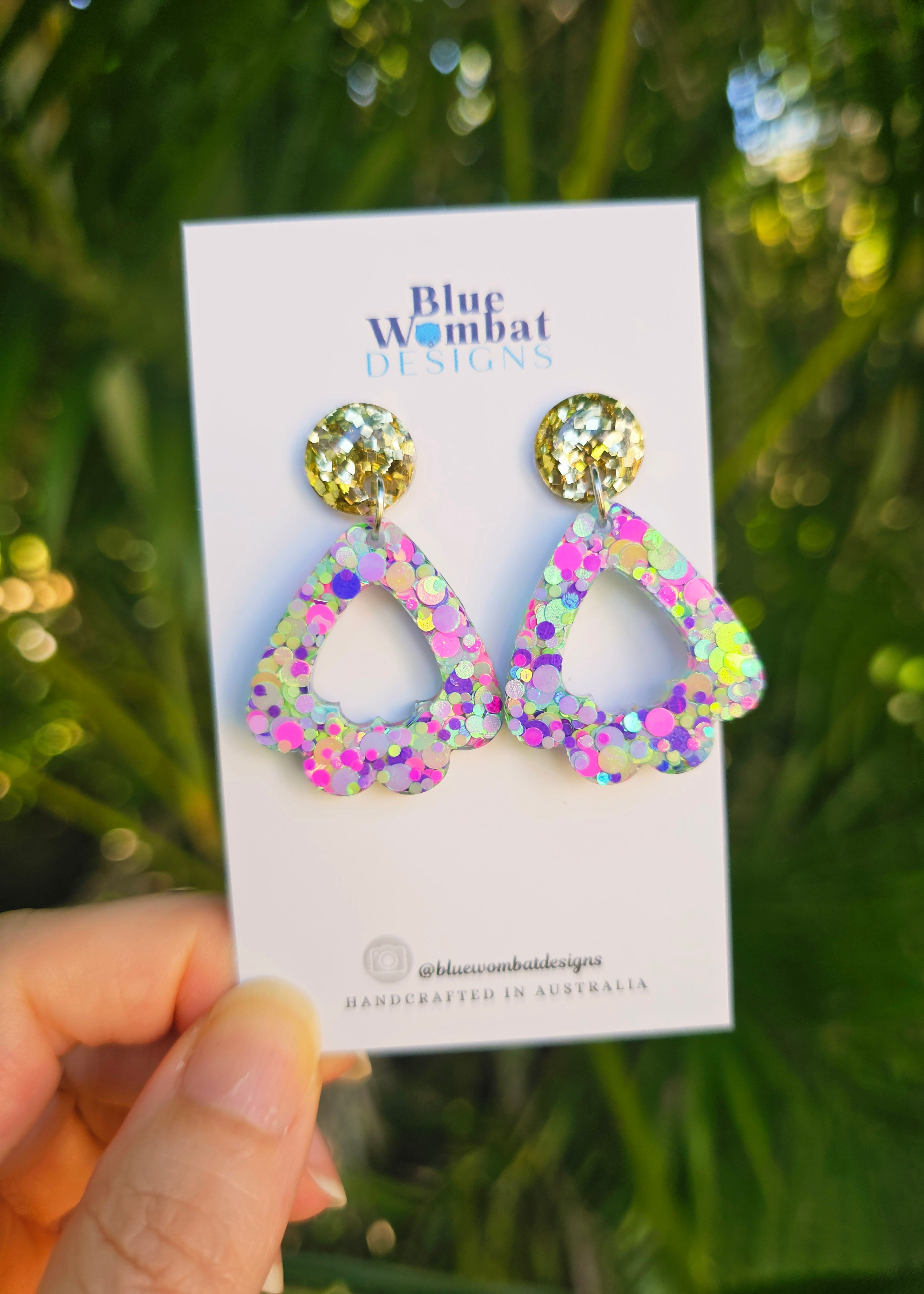 Colourful Glitter Resin Dangle Earrings