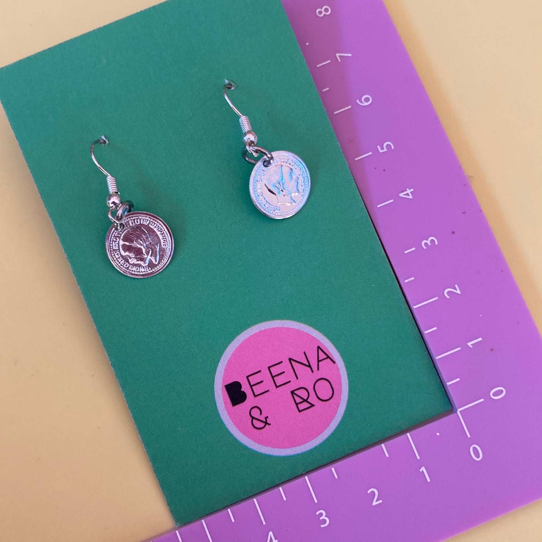 Mini drop coin earrings