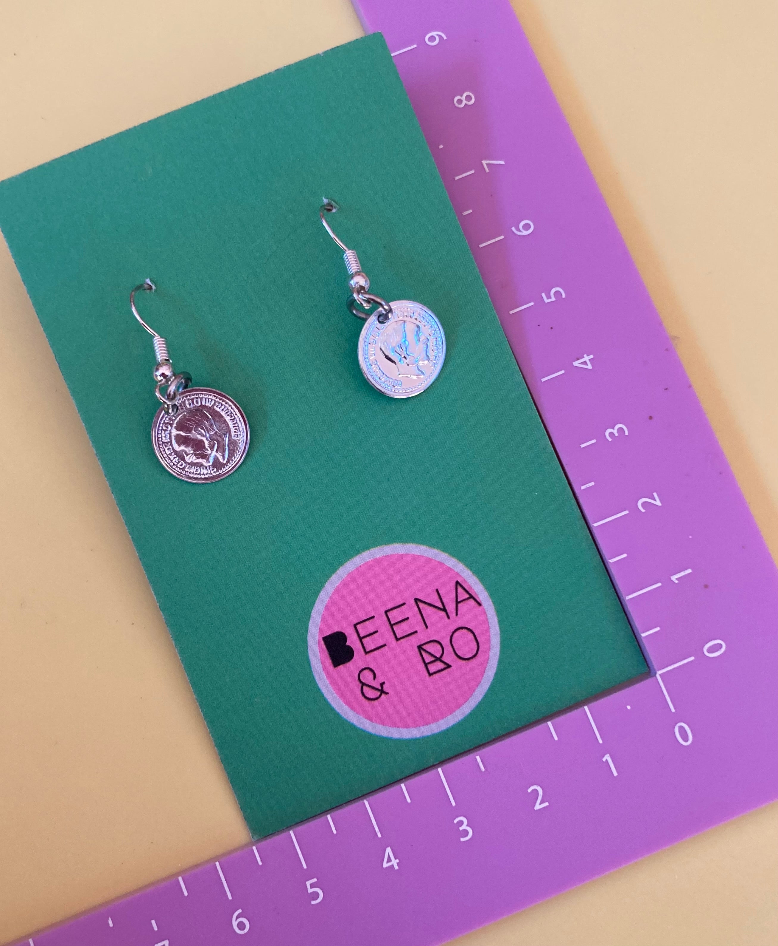 Mini drop coin earrings