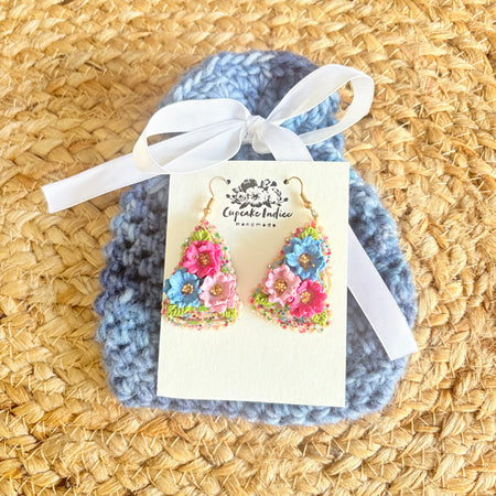 Floral Colourful Christmas Tree Earrings