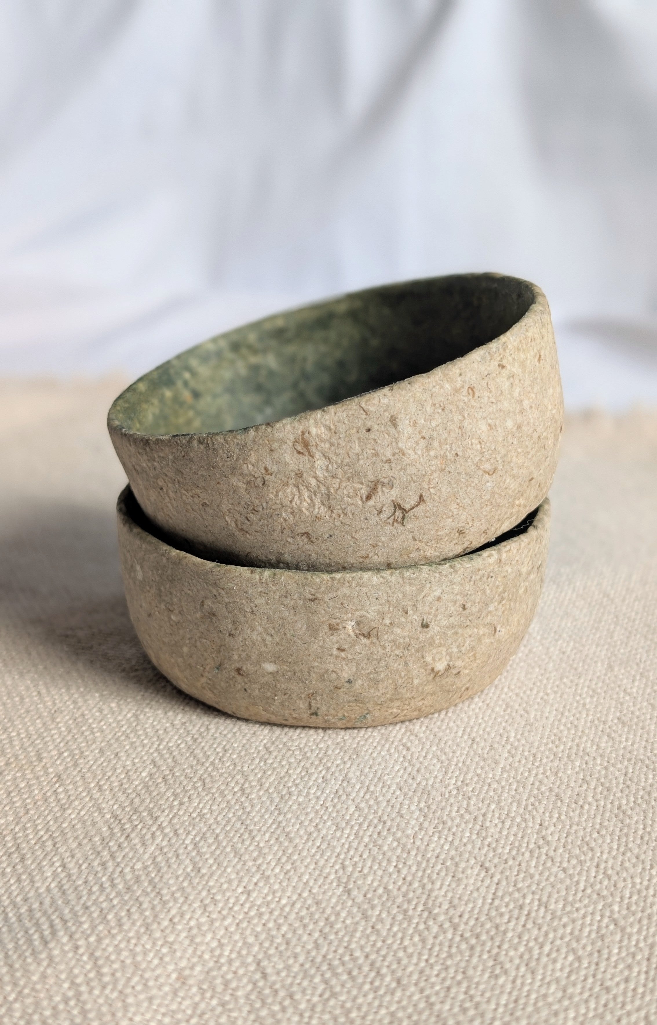 Set of Two Sculptural Eco Friendly Paper Clay Bowls
