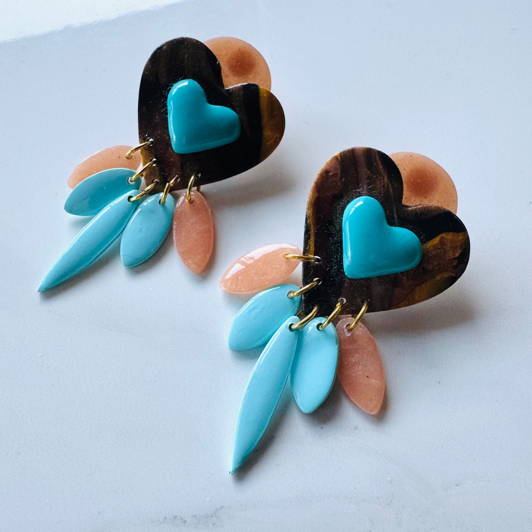Heart to heart polymer clay earrings