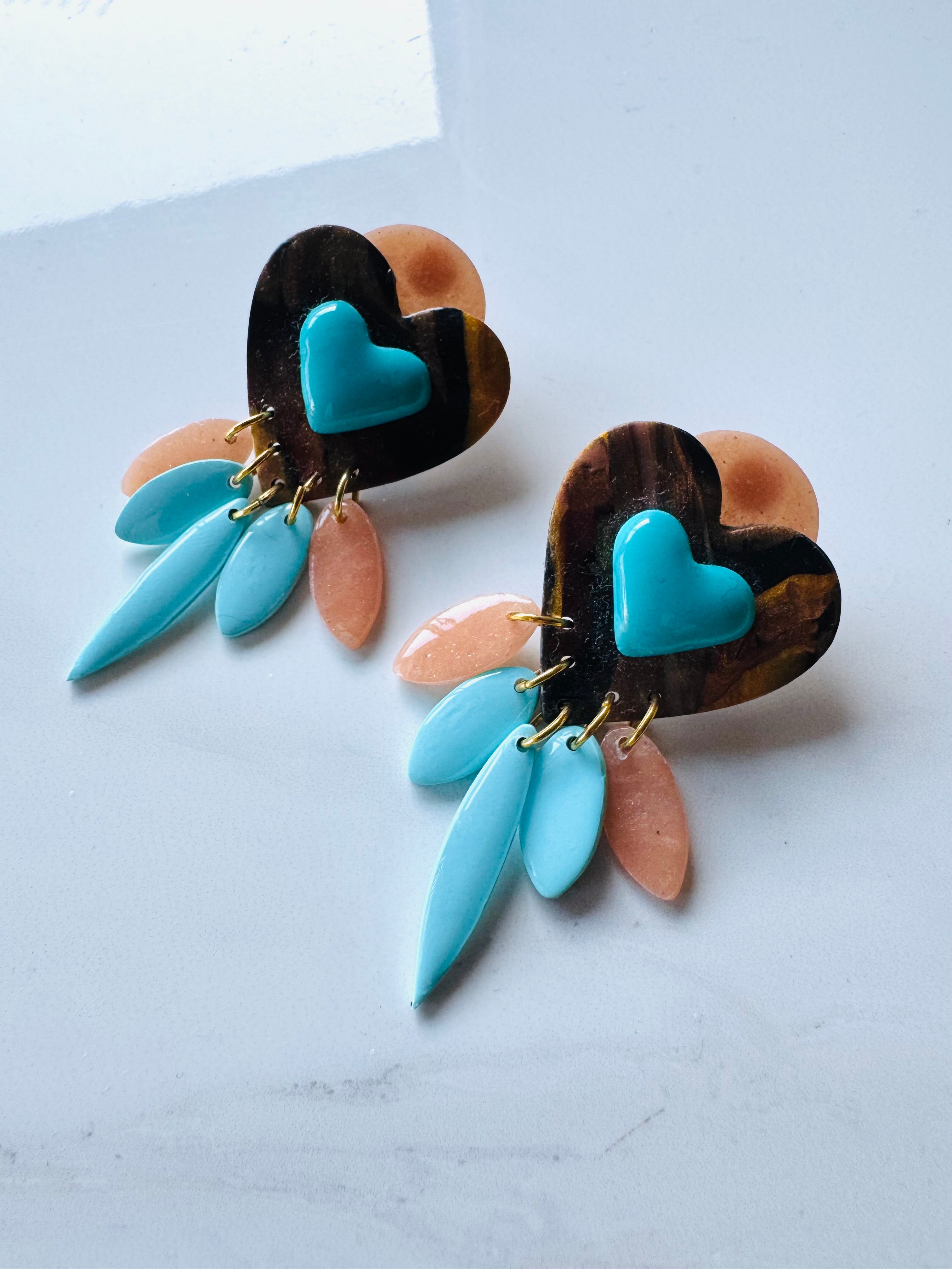 Heart to heart polymer clay earrings