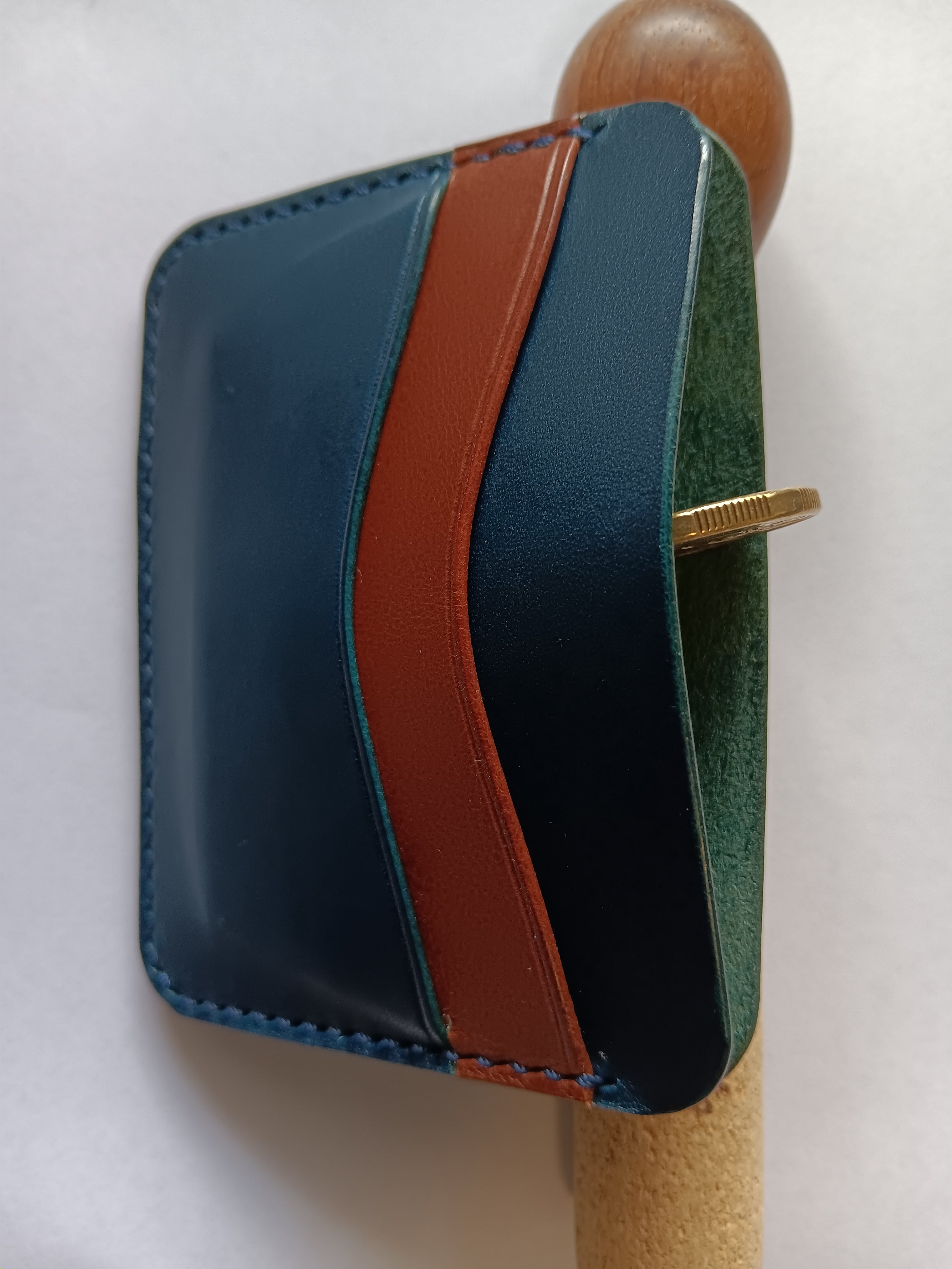 Minimalist Card Holder - Navy Blue/Chestnut