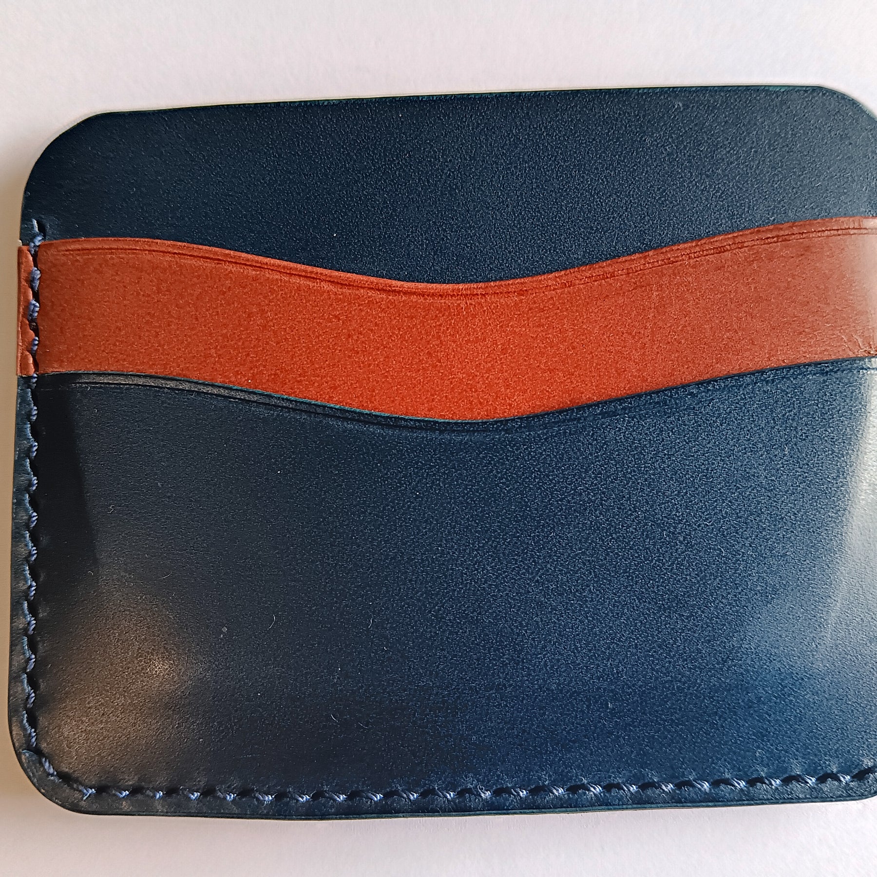 Minimalist Card Holder - Navy Blue/Chestnut
