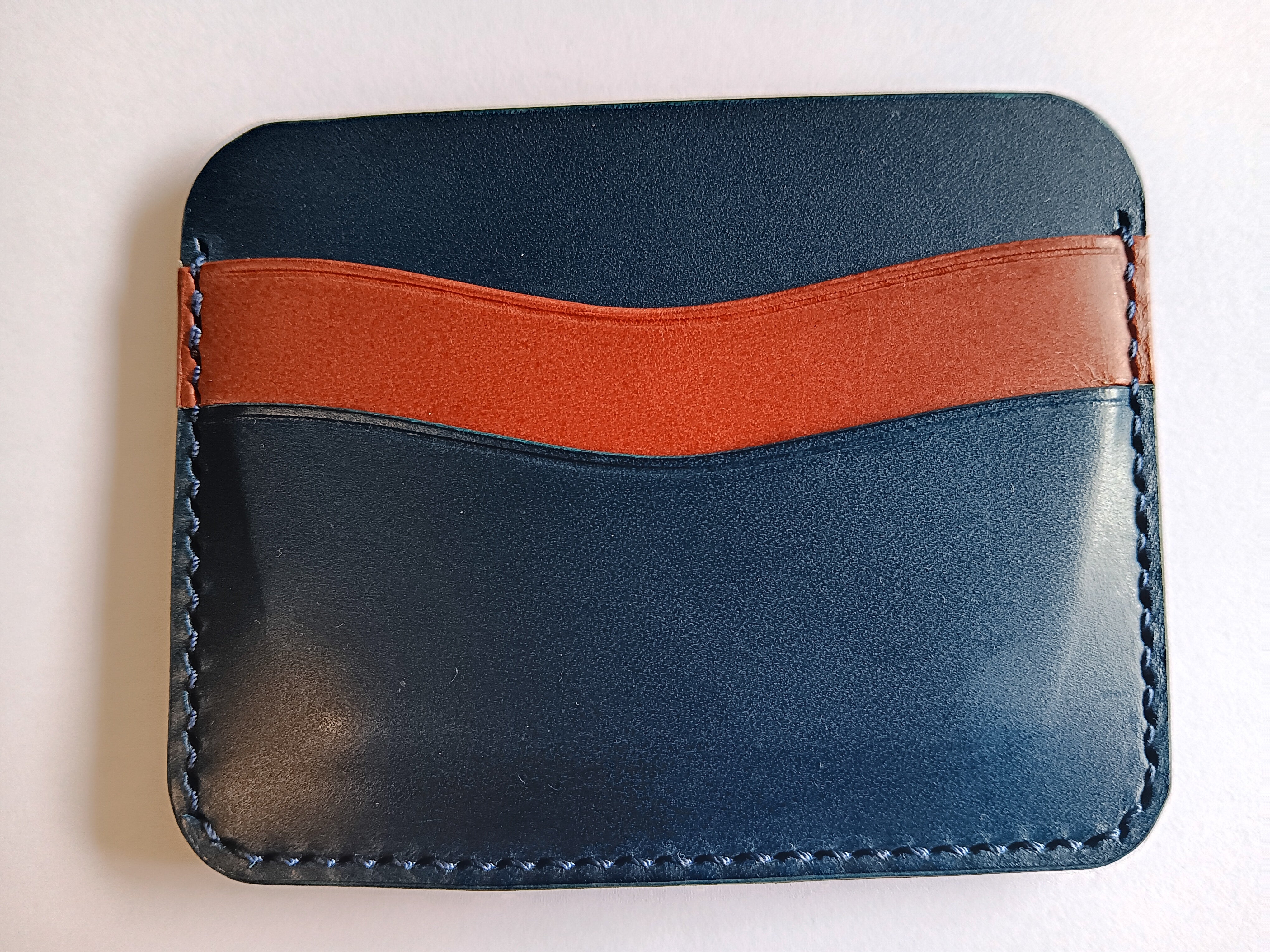 Minimalist Card Holder - Navy Blue/Chestnut