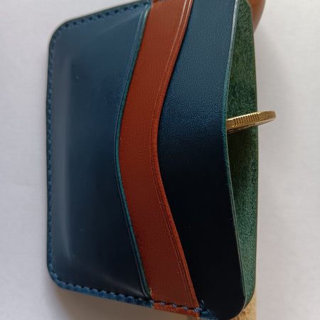 Minimalist Card Holder - Navy Blue/Chestnut