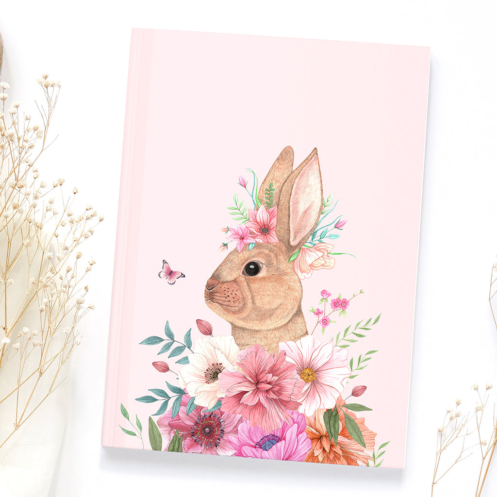 Floral Bunny Recycled A5 Lined Notebook