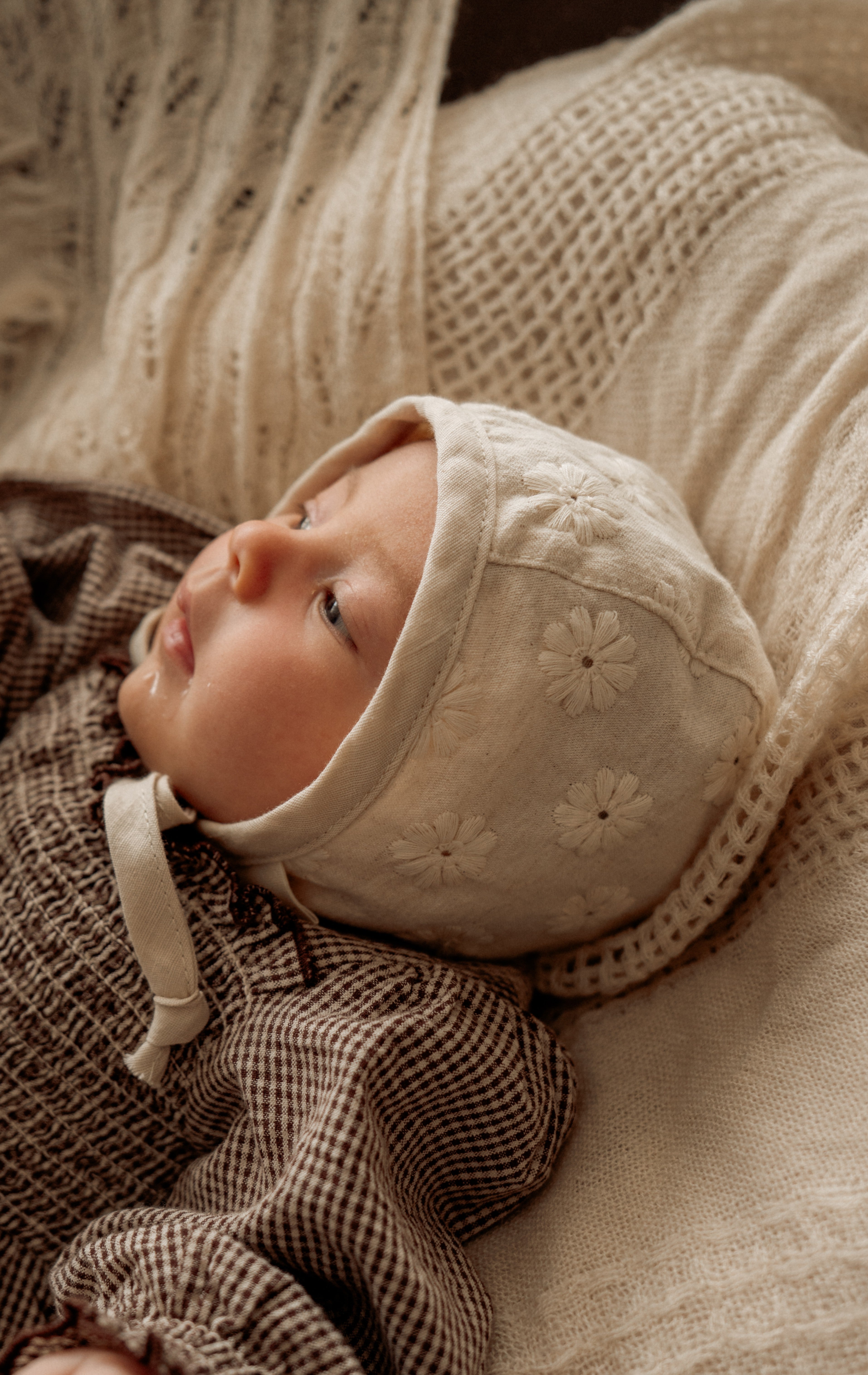 Cotton Lace Floral Baby Bonnet