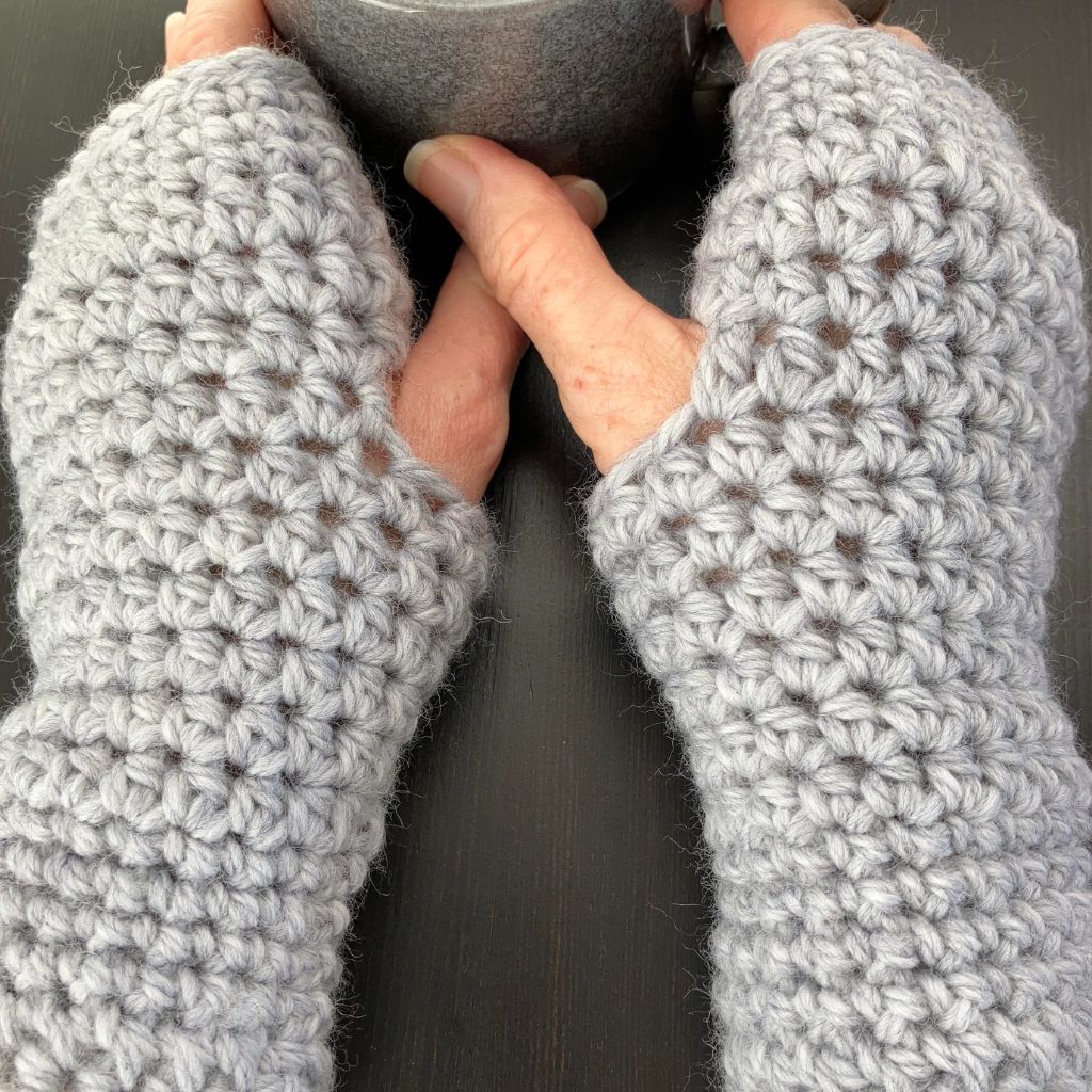 Warm Fingerless Handwarmers - Light Grey | Aussie Merino Mittens