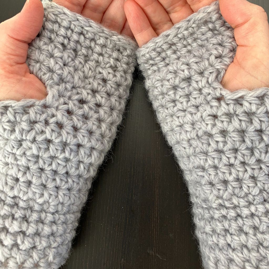 Warm Fingerless Handwarmers - Light Grey | Aussie Merino Mittens