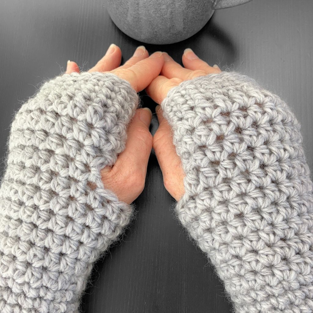 Warm Fingerless Handwarmers - Light Grey | Aussie Merino Mittens