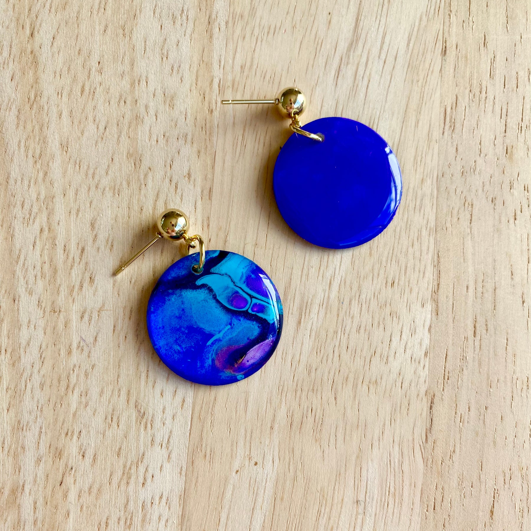 Turquoise Purple Stud Dangle Earrings
