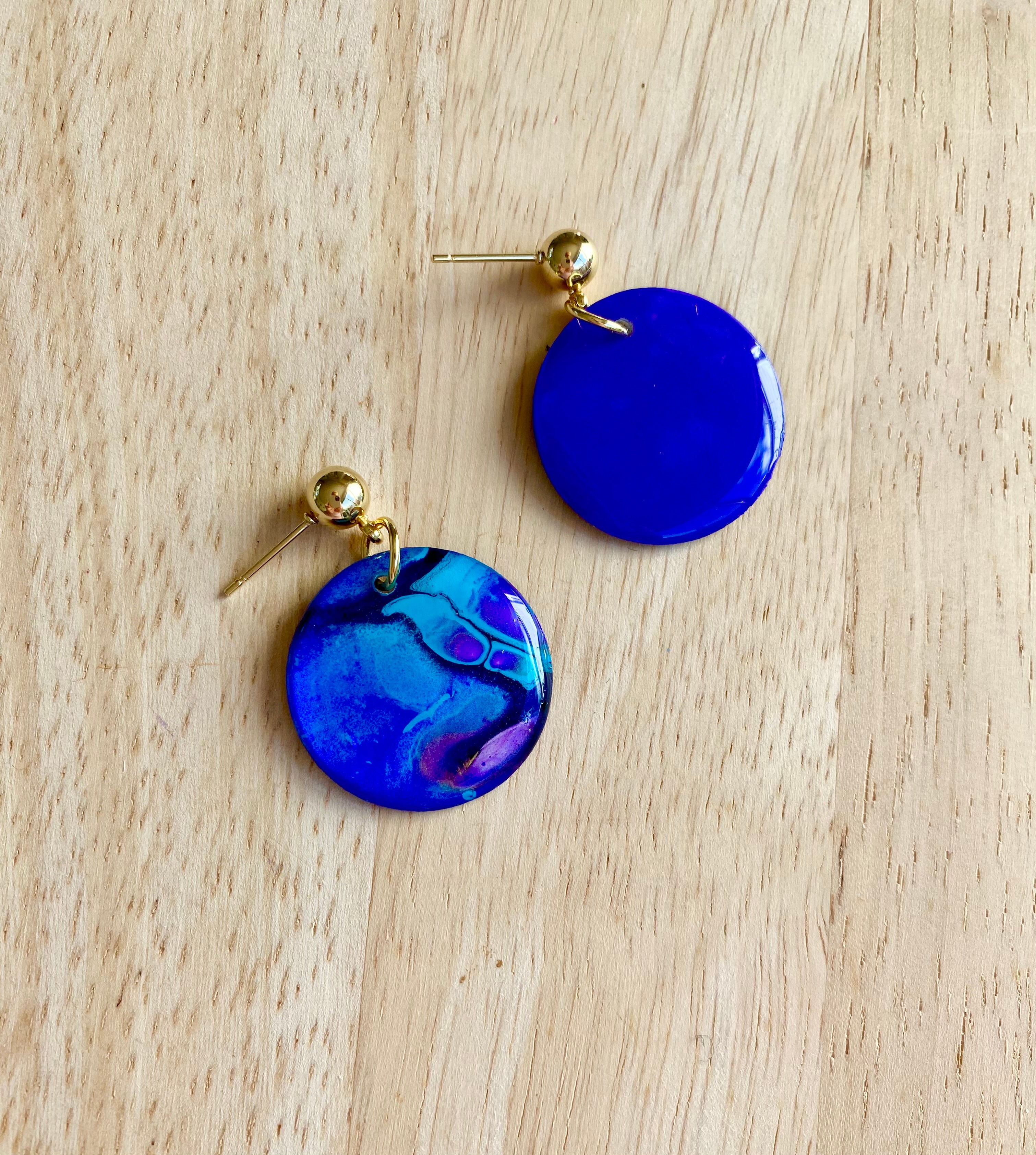 Turquoise Purple Stud Dangle Earrings