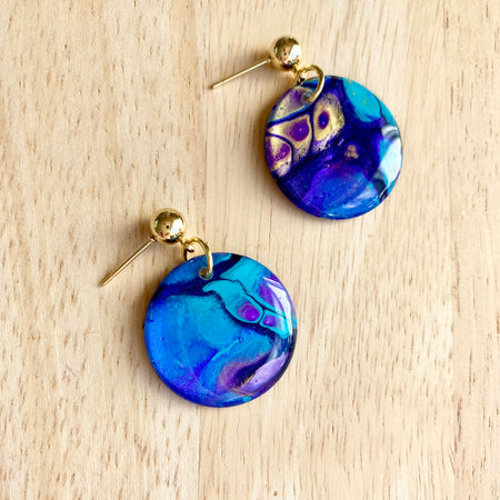 Turquoise Purple Stud Dangle Earrings