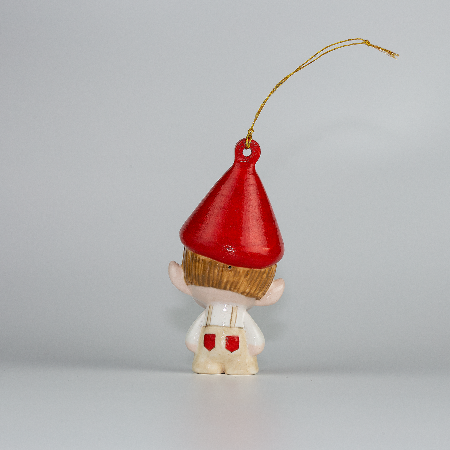 Handmade Porcelain Christmas ornament. One-of-a-kind. Henry, the Mechanical Engineer Elf.