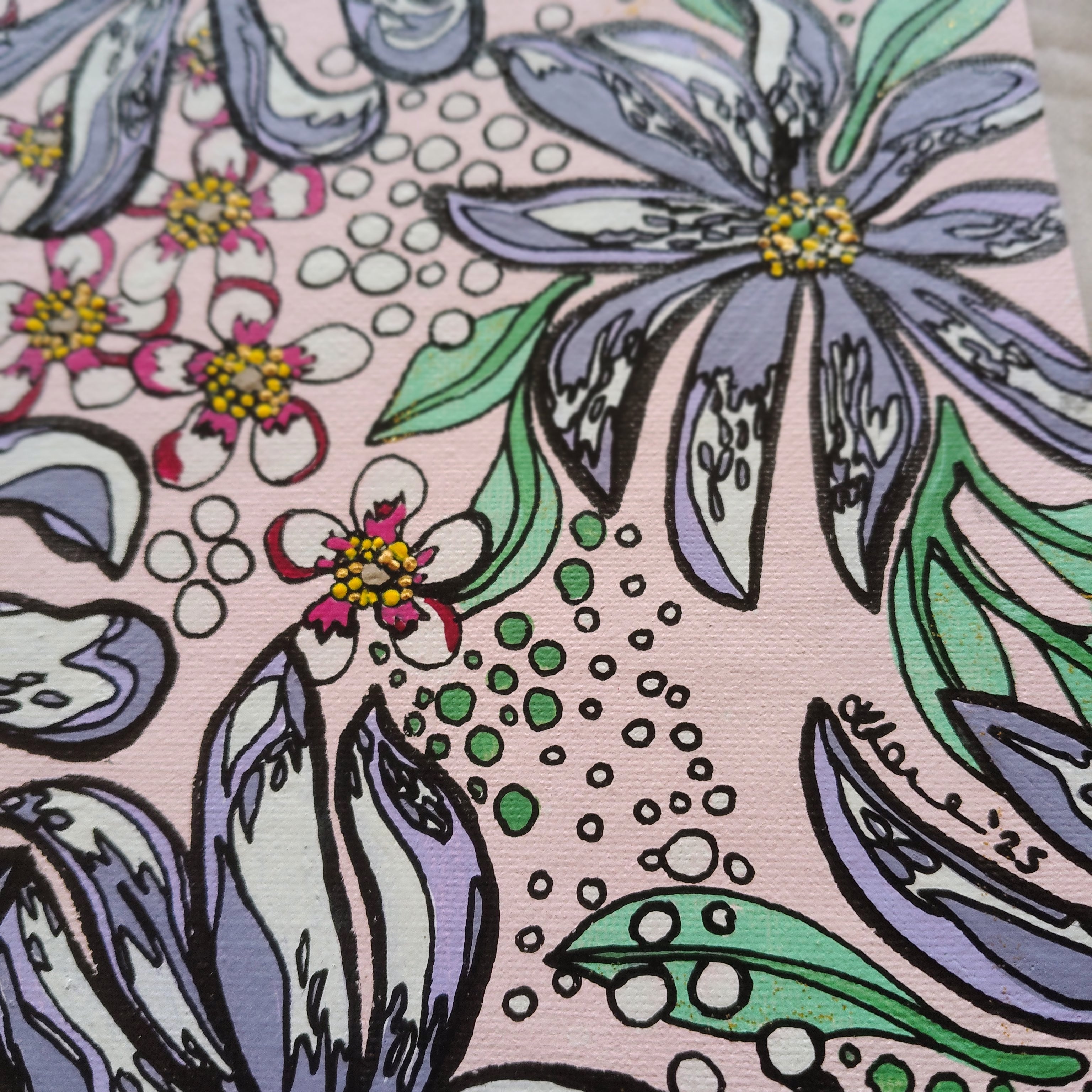 A4 ORIGINAL ARTWORK - "Magnolia Stellata and Pink Manuka" - Abstract Art