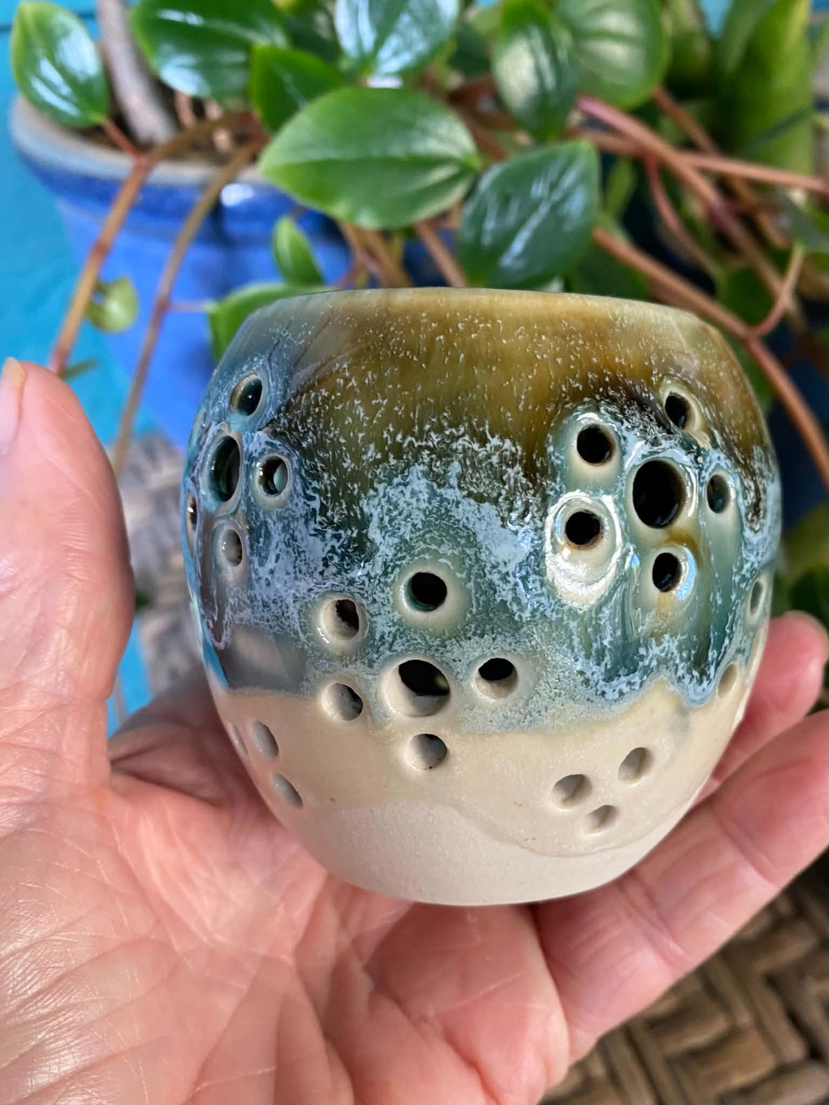 Handmade pottery tea light holders