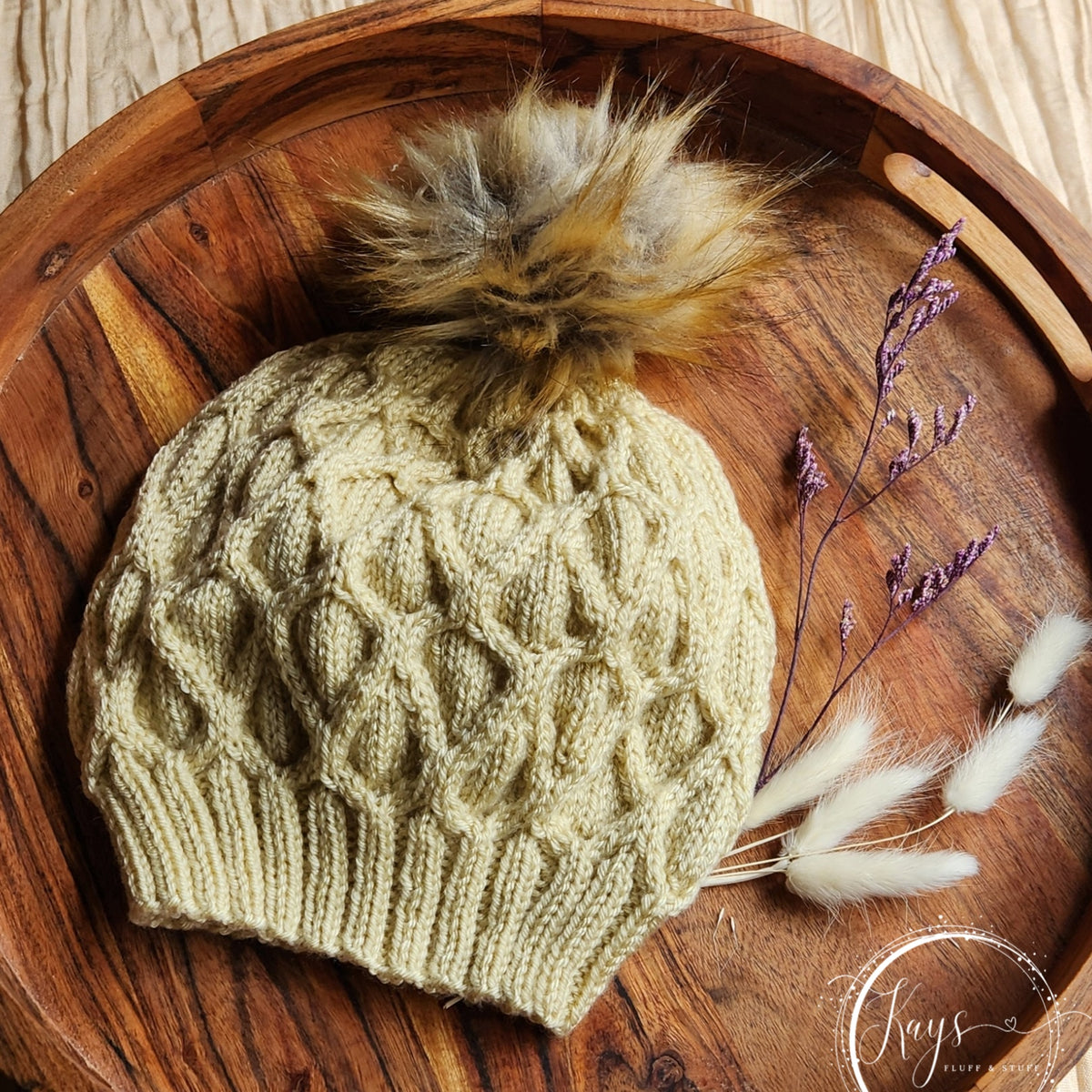 Handknit Wool Free Cabled Beanie