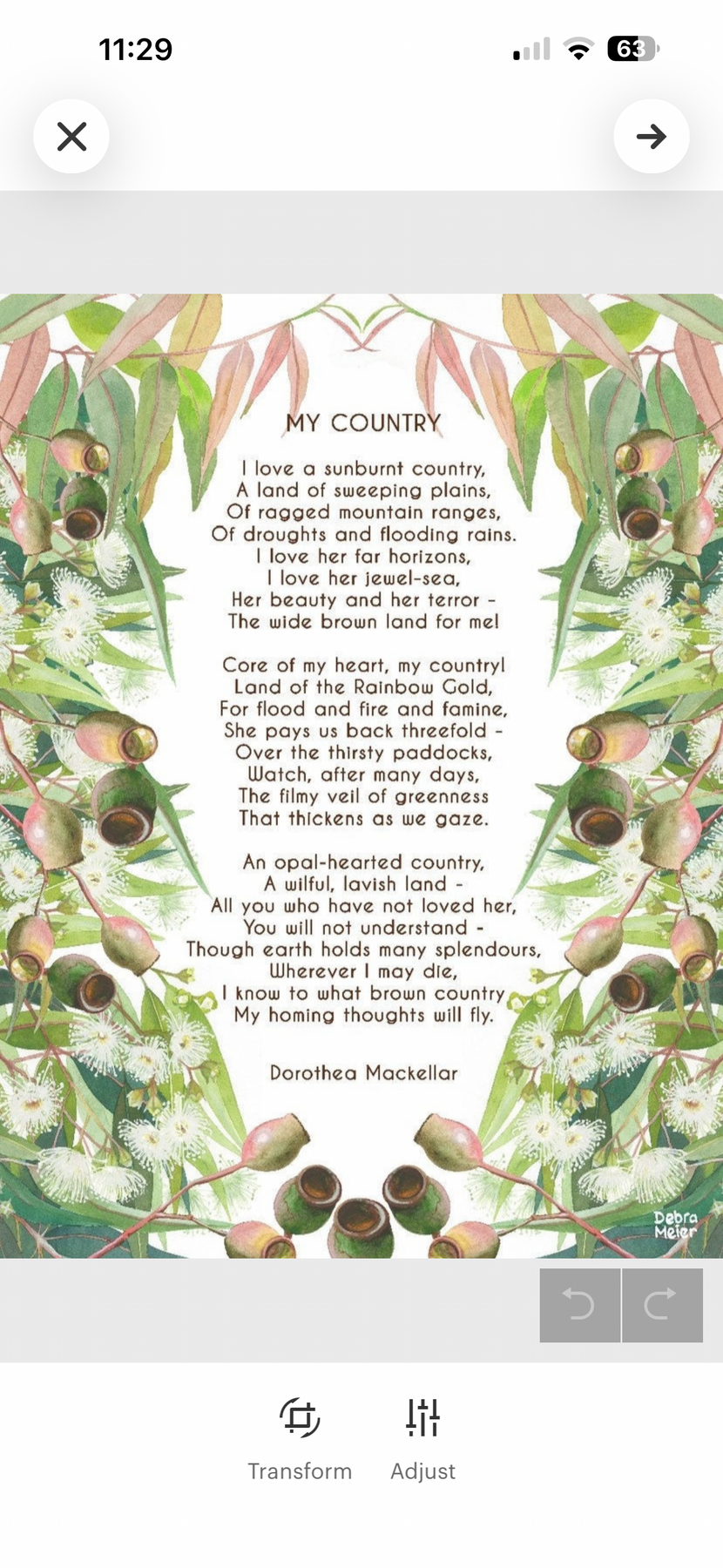A Sunburnt Country Poem art print by Debra Meier Art