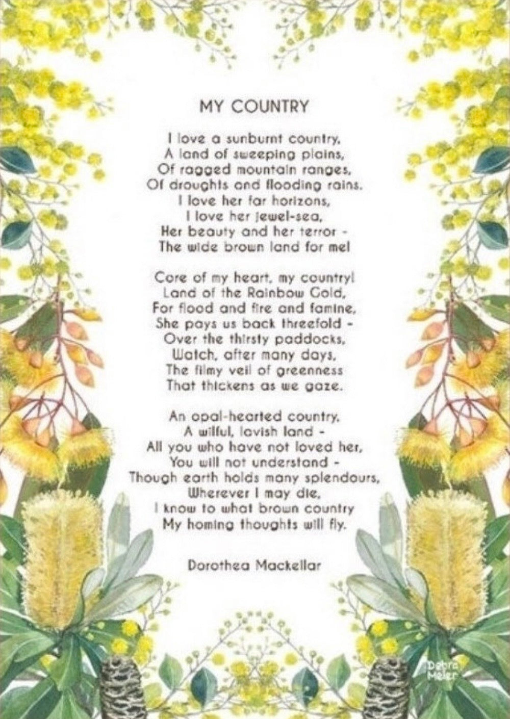 A Sunburnt Country Poem art print by Debra Meier Art