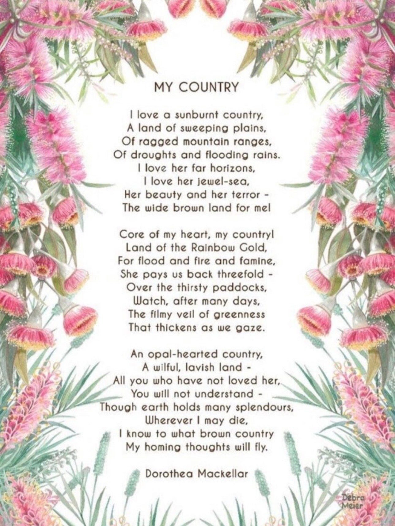 A Sunburnt Country Poem art print by Debra Meier Art