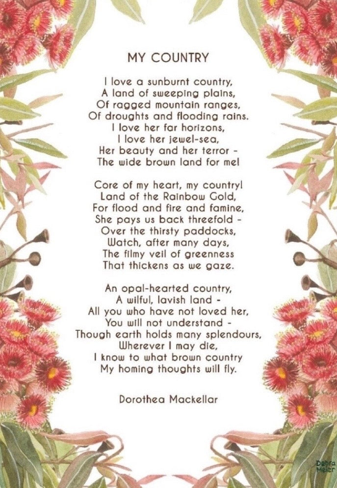 A Sunburnt Country Poem art print by Debra Meier Art