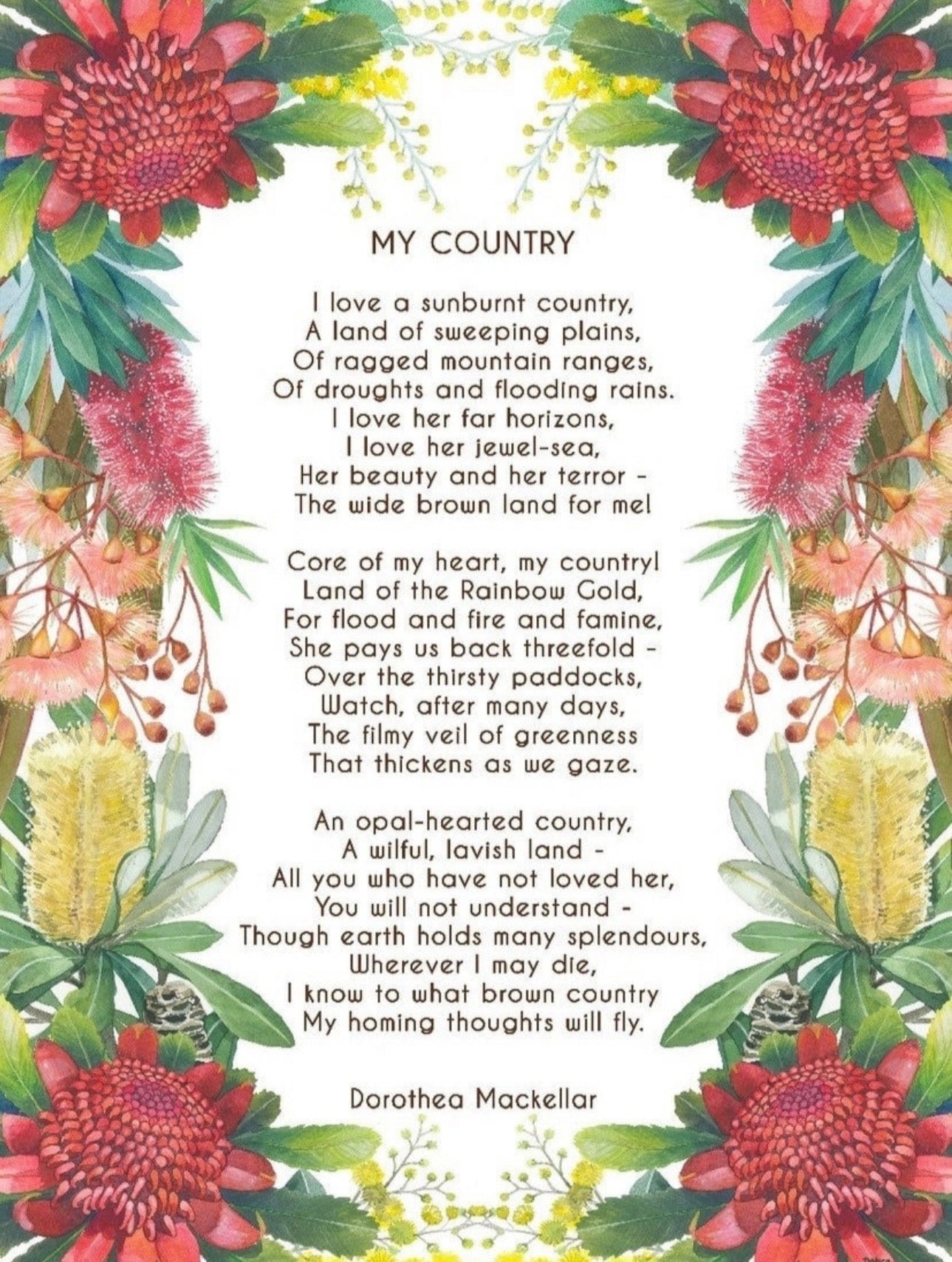 A Sunburnt Country Poem art print by Debra Meier Art