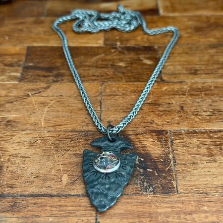 Steampunk watch parts arrowhead necklace