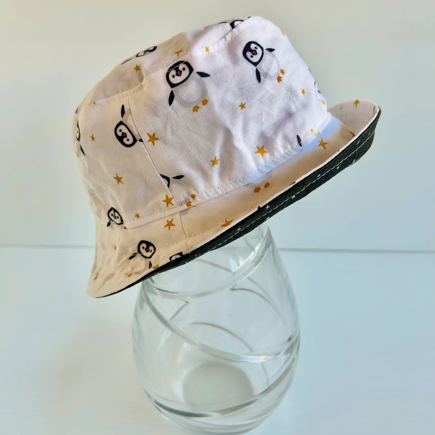 Summer hat in cute penguin fabric