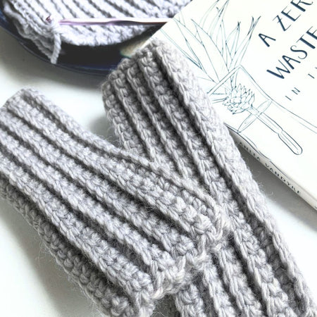 Cosy Fingerless Handwarmers - light grey | Aussie Merino Mittens