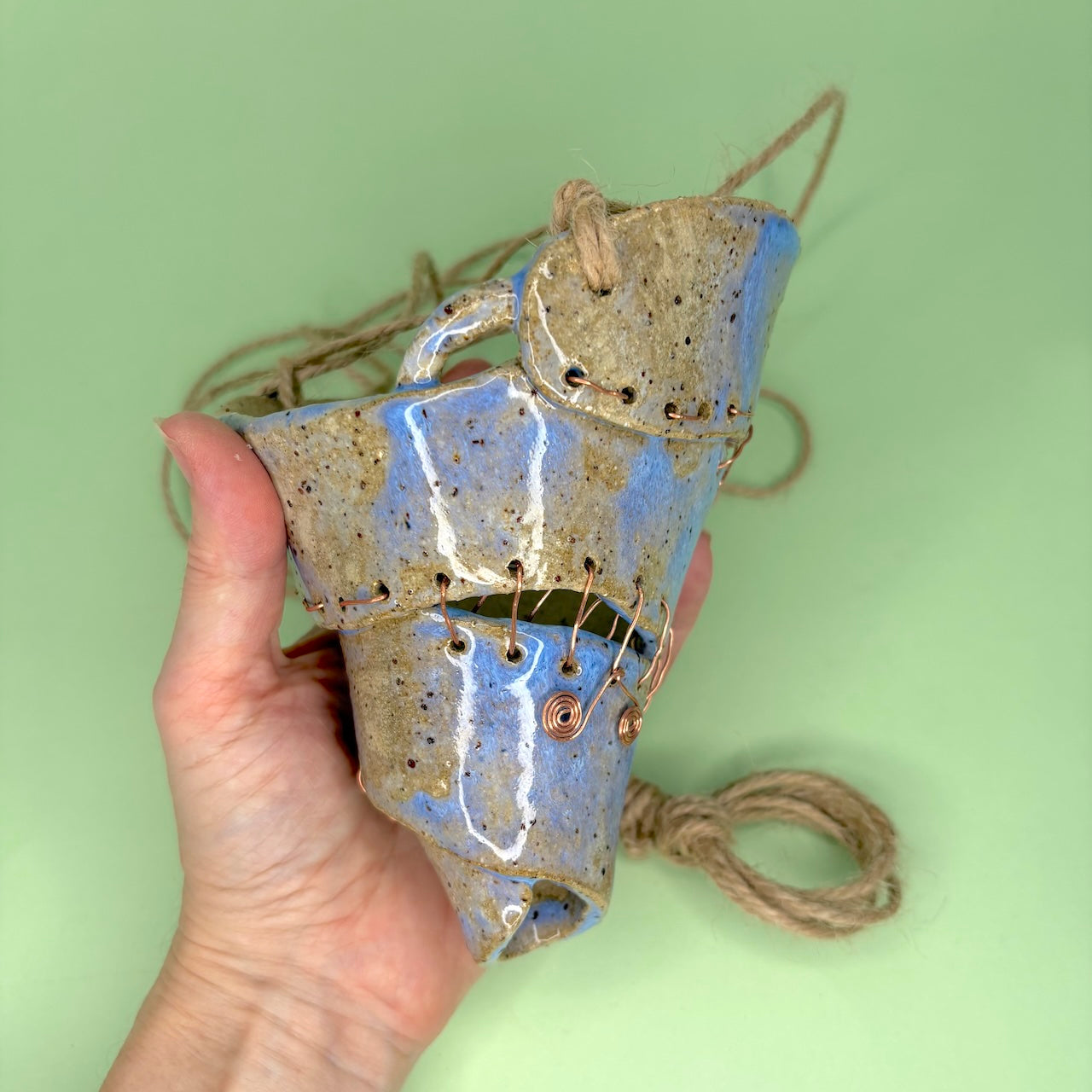 Ceramic hanging orchid pot – spiral design