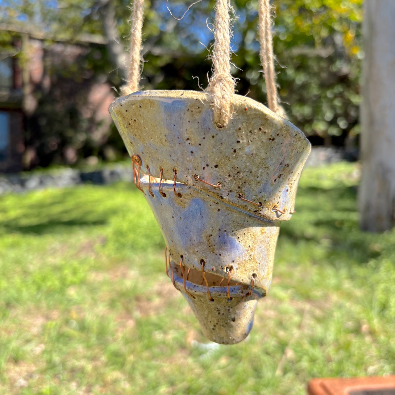 Ceramic hanging orchid pot – spiral design