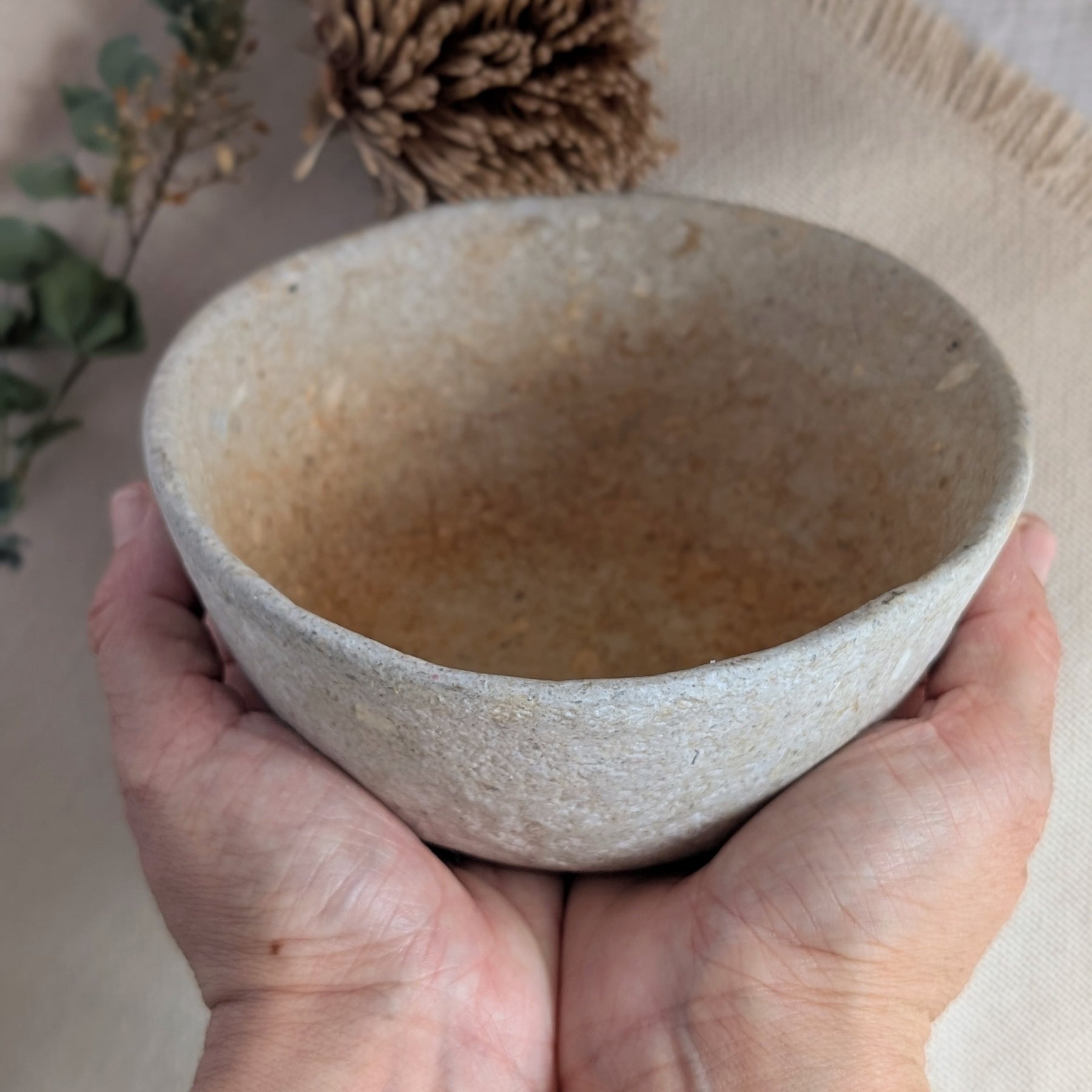 Handmade Sculptural Paper Bowl - Recycled Paper Decorative Bowl - Sustainable Home Décor