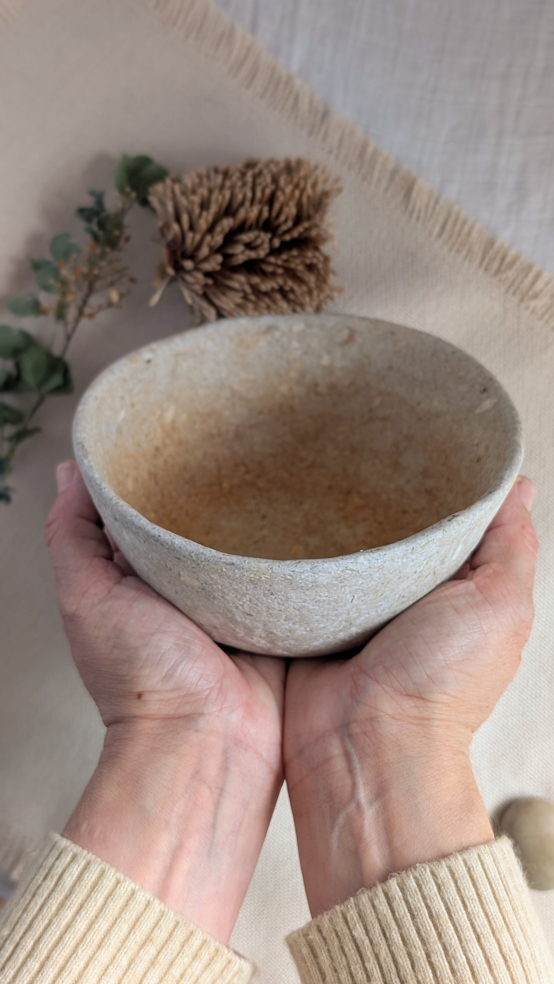 Handmade Sculptural Paper Bowl - Recycled Paper Decorative Bowl - Sustainable Home Décor