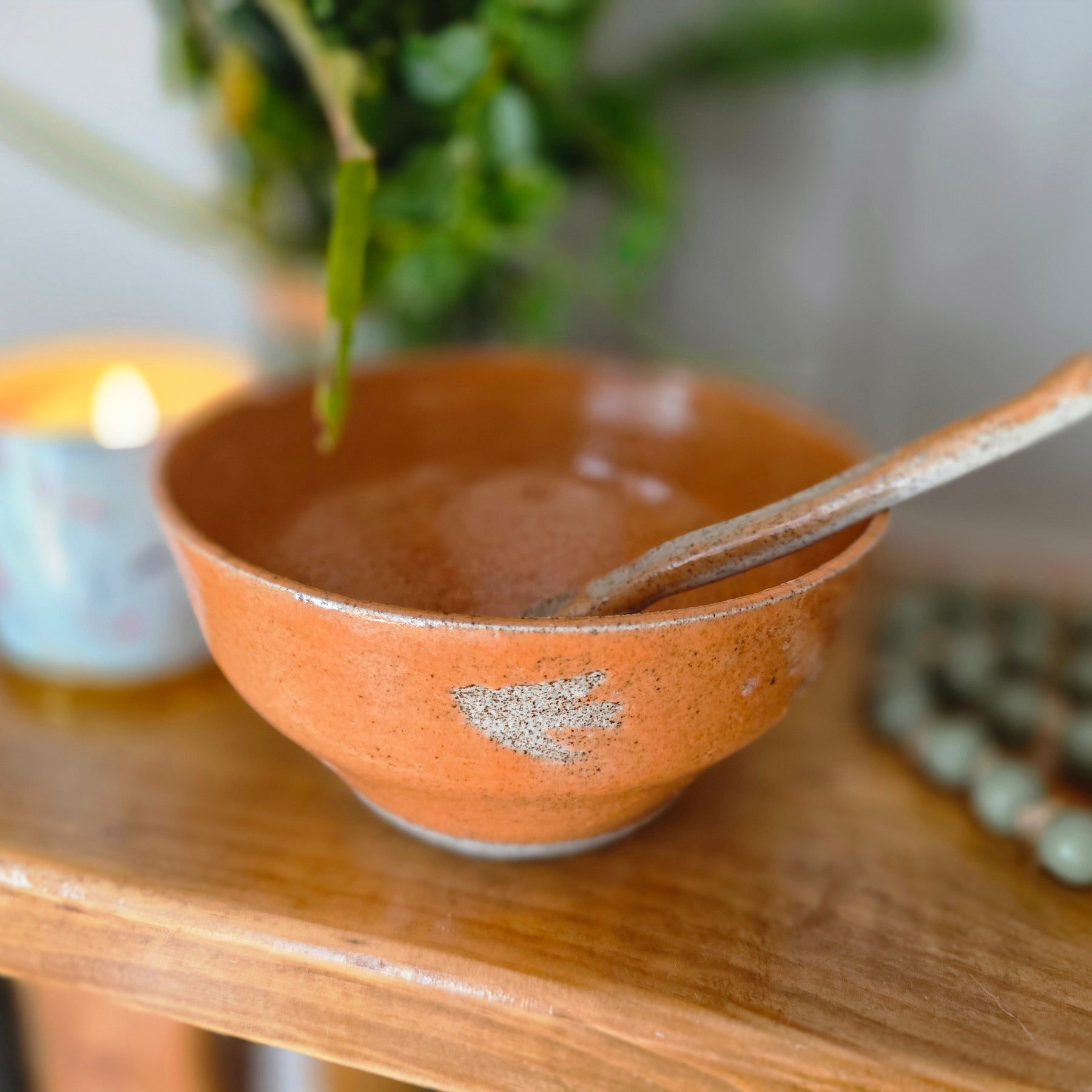 Orange Mixing Bowl and Spoon