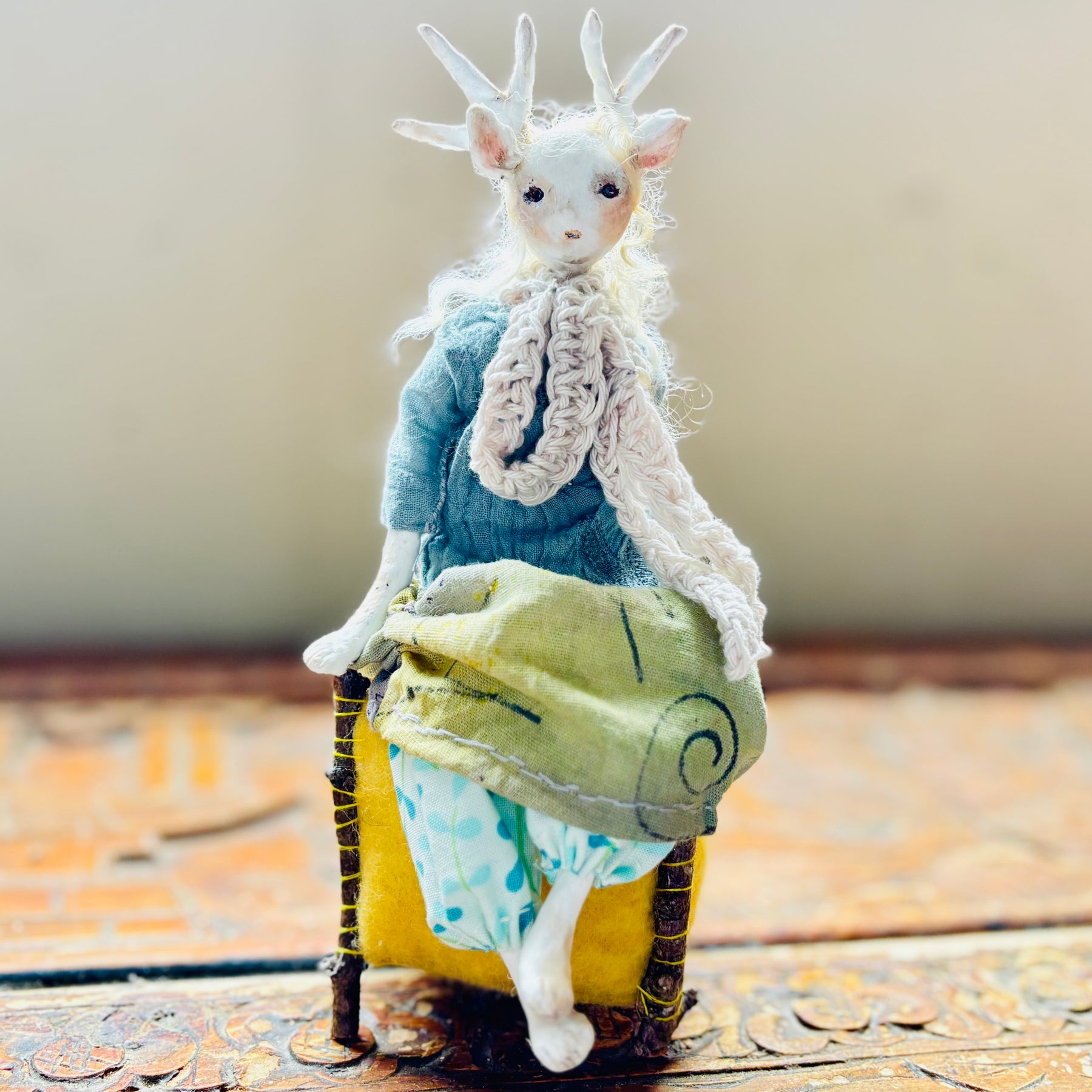 Art doll deer girl woodland creature collectable