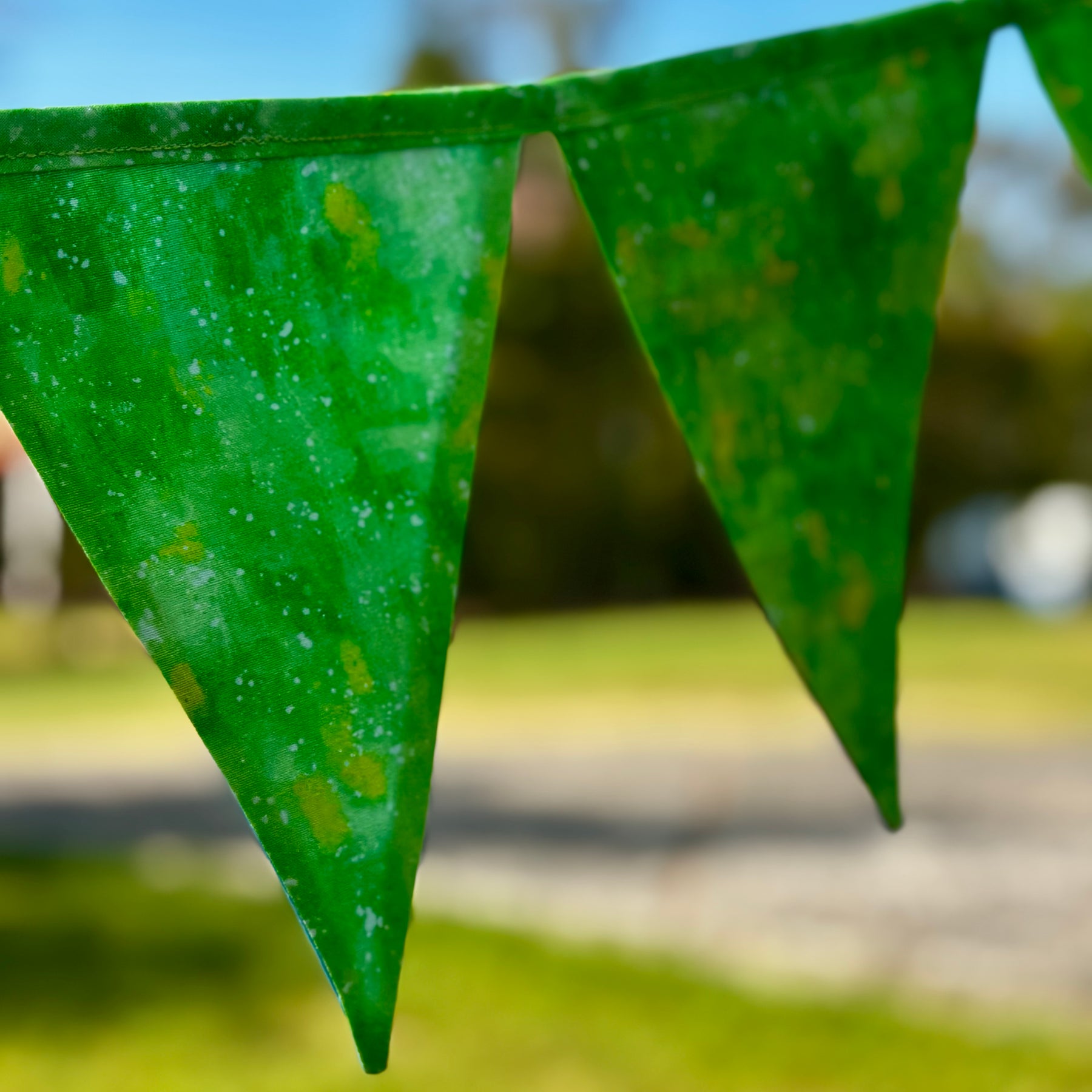 Party Time sustainable 12 flag bunting double sided with various backing and binding colours to choose from