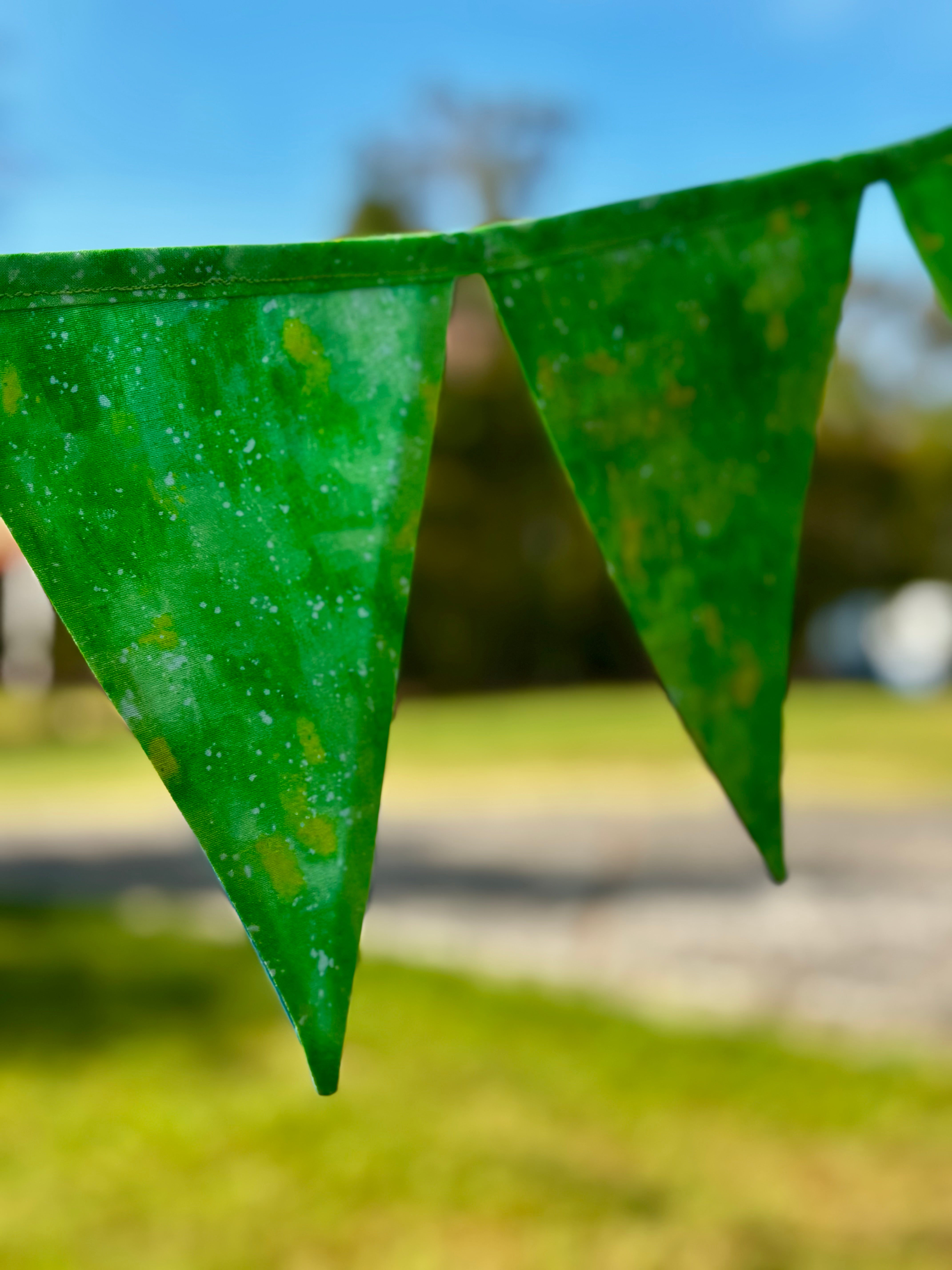 Party Time sustainable 12 flag bunting double sided with various backing and binding colours to choose from