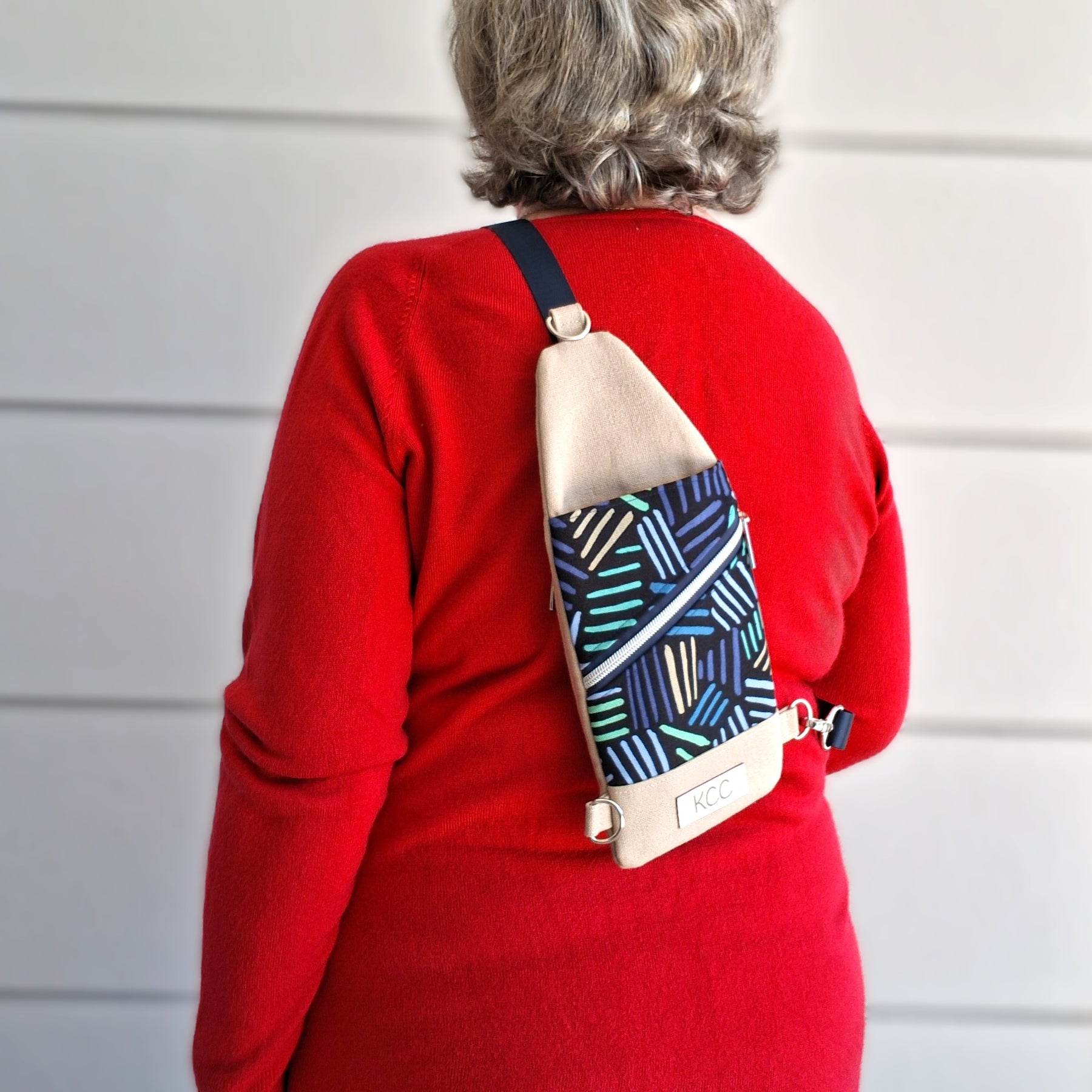 Crossbody Sling – Mini Traveller - Geometric Blues
