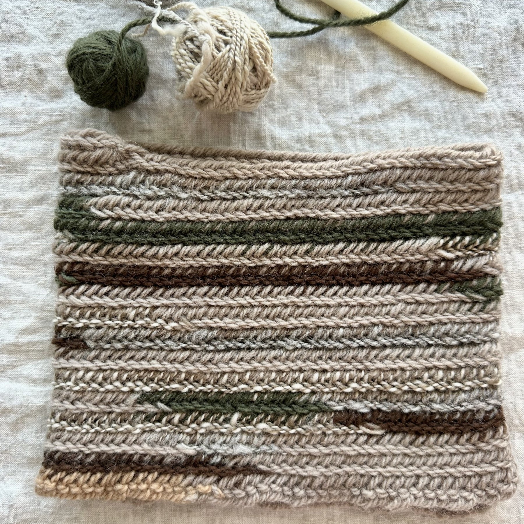 'Camo' Viking Nalbinding Wool Cowl or Neck Warmer