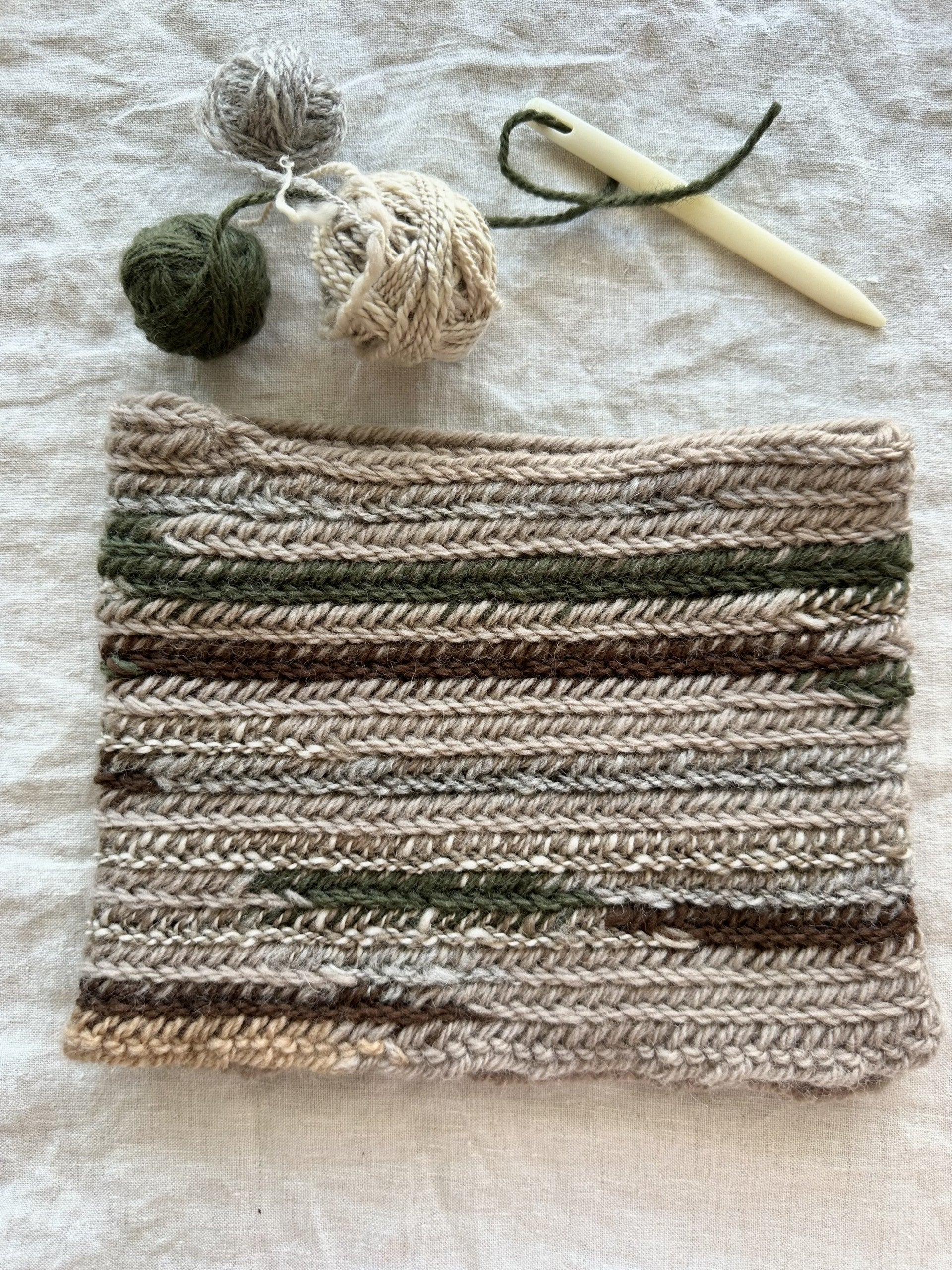 'Camo' Viking Nalbinding Wool Cowl or Neck Warmer