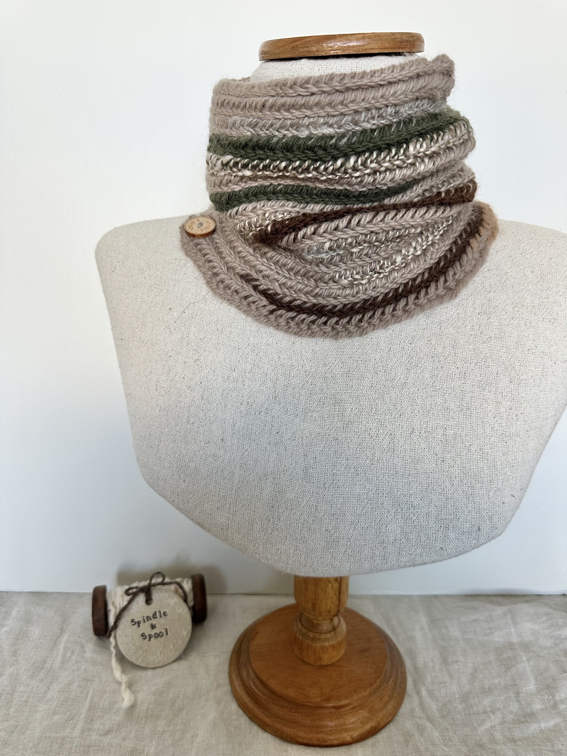 'Camo' Viking Nalbinding Wool Cowl or Neck Warmer