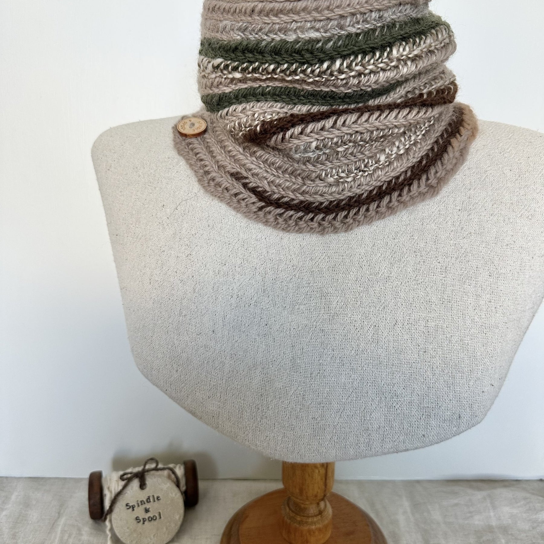 'Camo' Viking Nalbinding Wool Cowl or Neck Warmer
