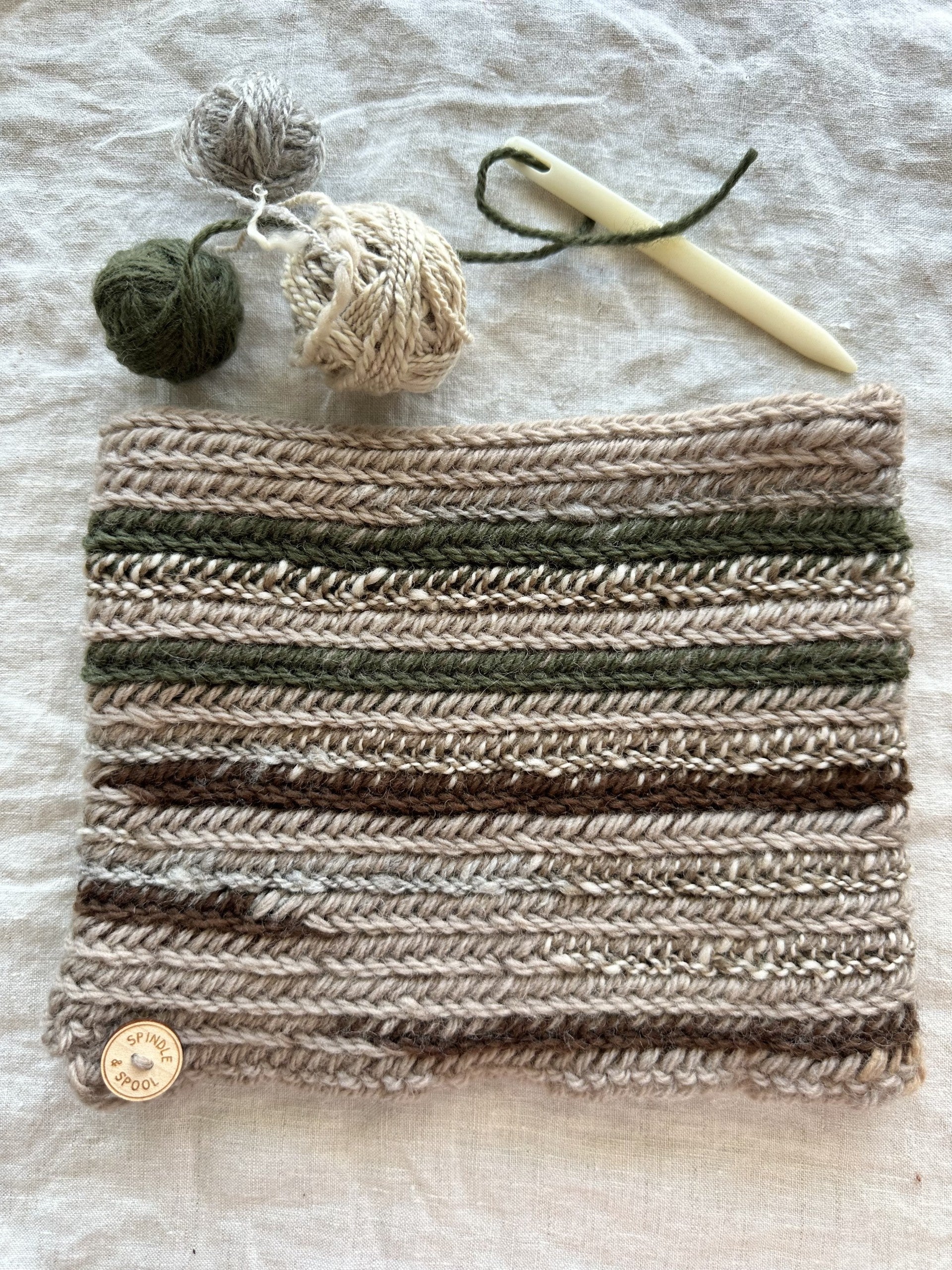 'Camo' Viking Nalbinding Wool Cowl or Neck Warmer